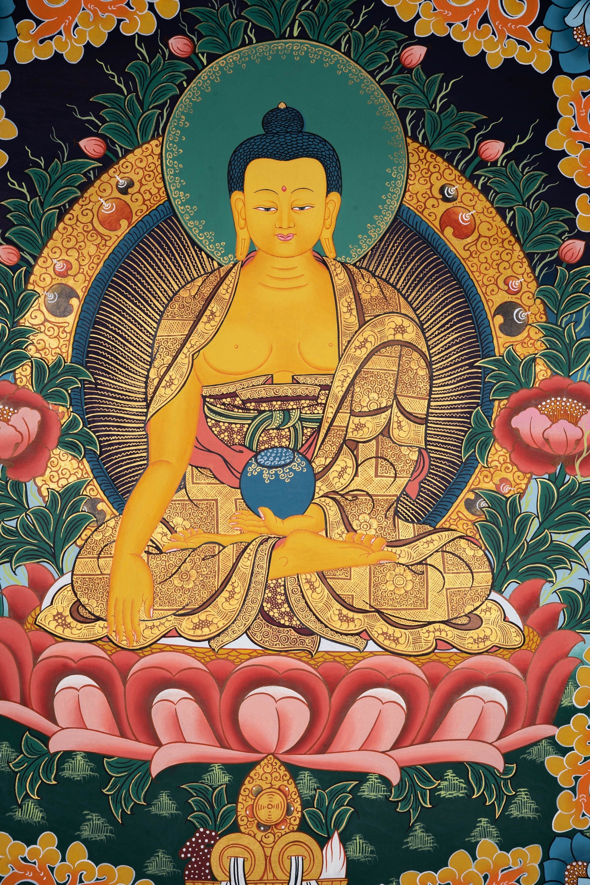 Premium Quality Thangka Painting - Shakyamuni Buddha - Lucky Thanka