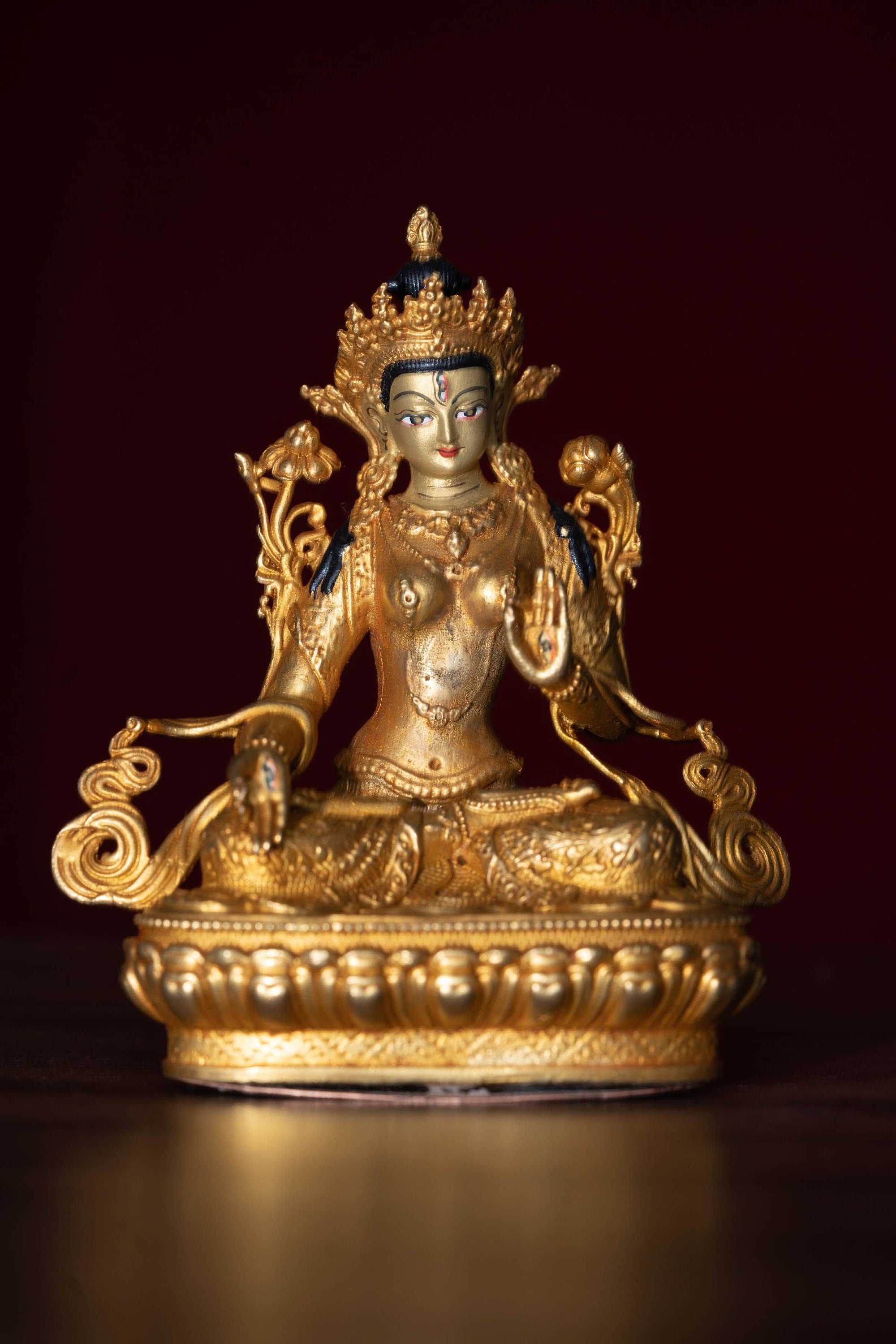 White Tara Gold Plated Statue - Lucky Thanka