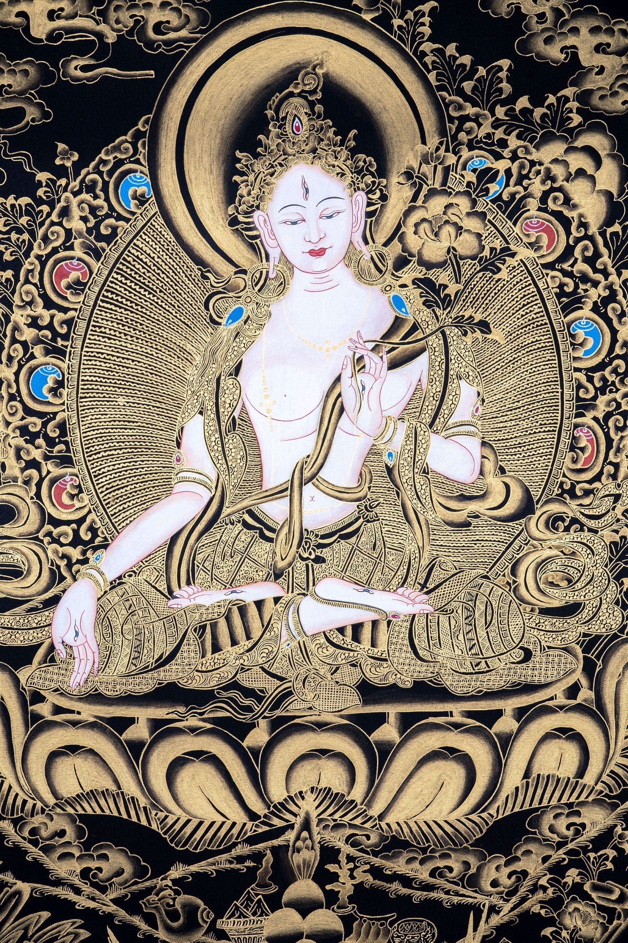 Painting of White Tara Thangka - Lucky Thanka