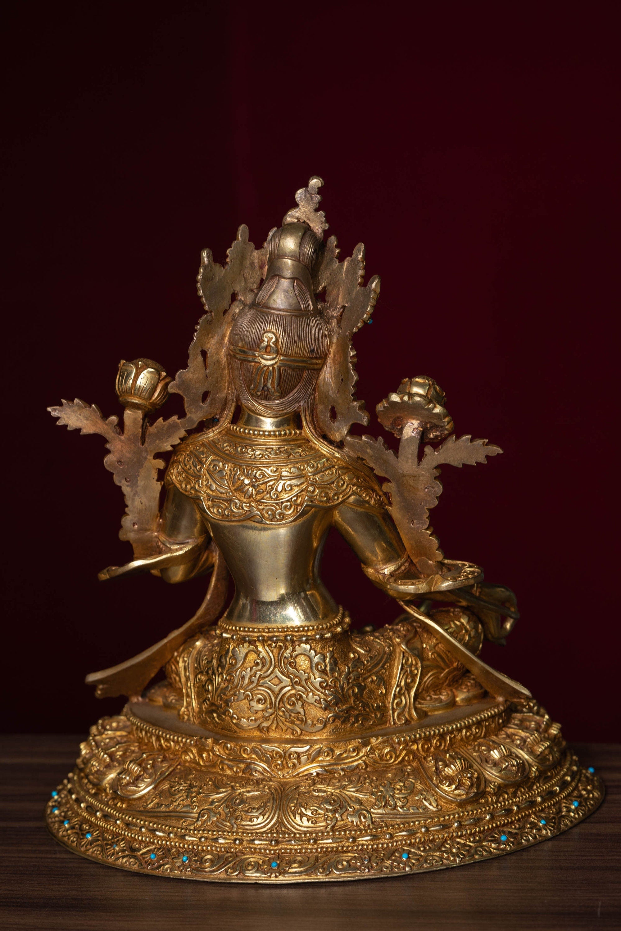 Pure Gold Green Tara Statue - Lucky Thanka