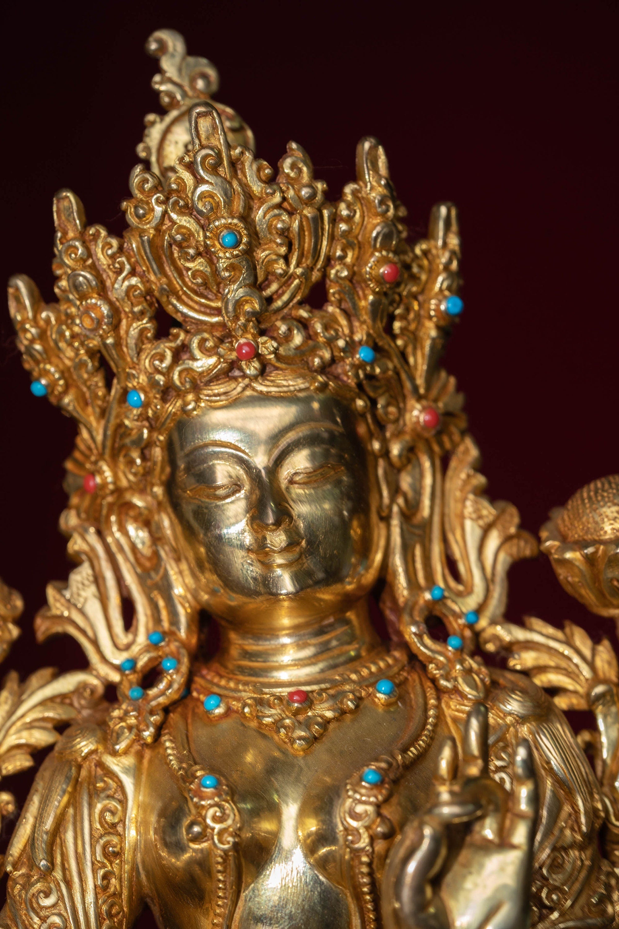 Pure Gold Green Tara Statue - Lucky Thanka