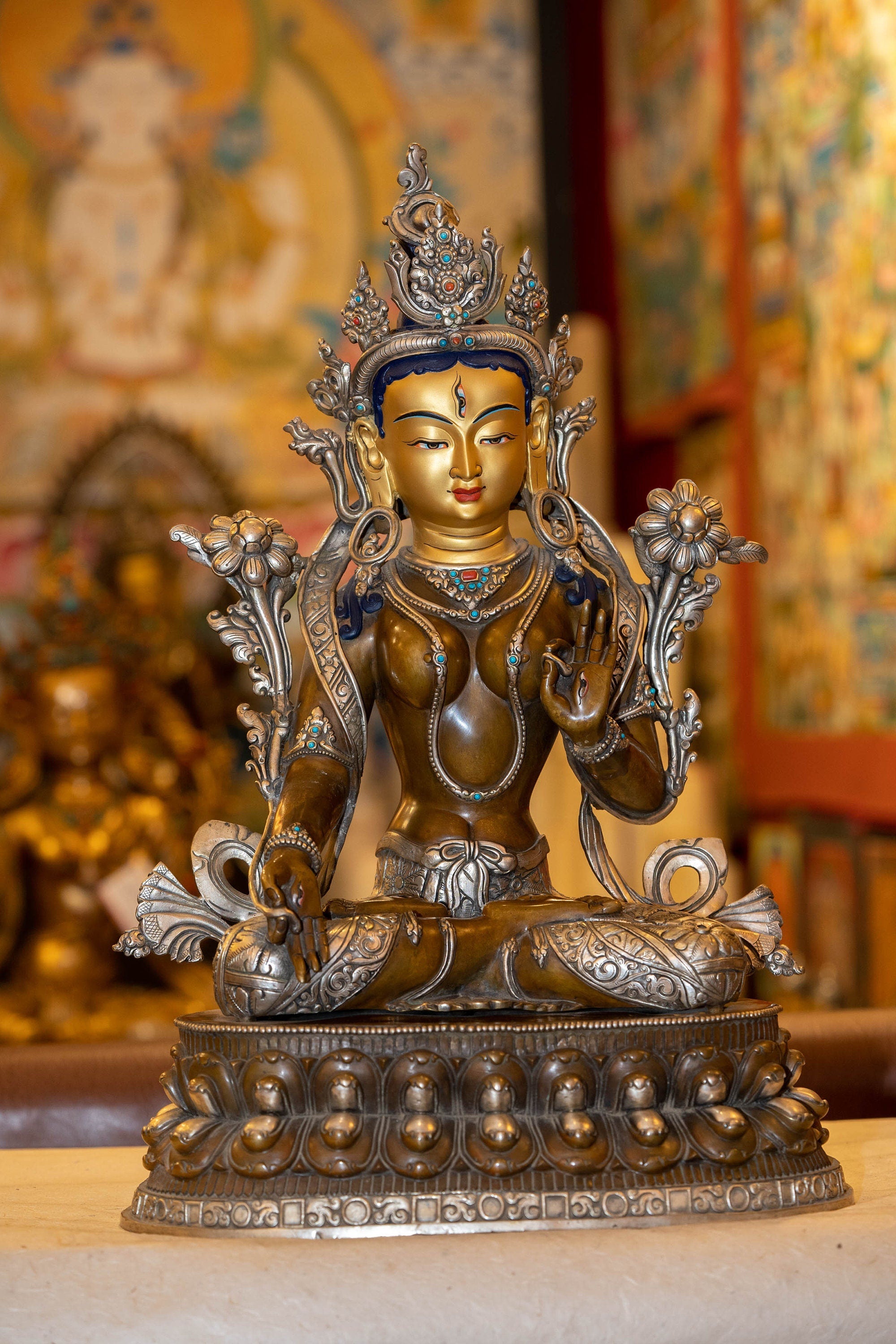 White Tara Silver Plated Statue - Lucky Thanka