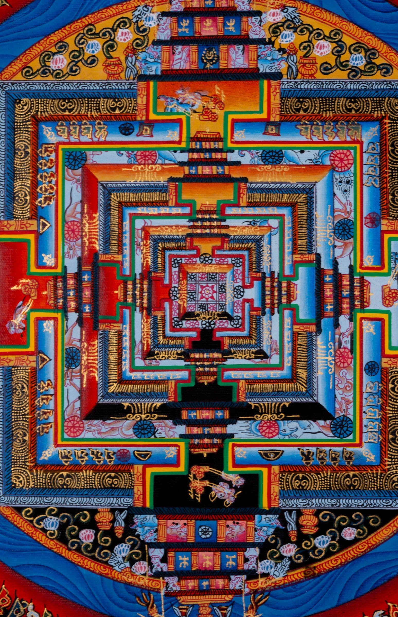 Lotus Kalachakra Mandala Thangka Painting - Lucky Thanka