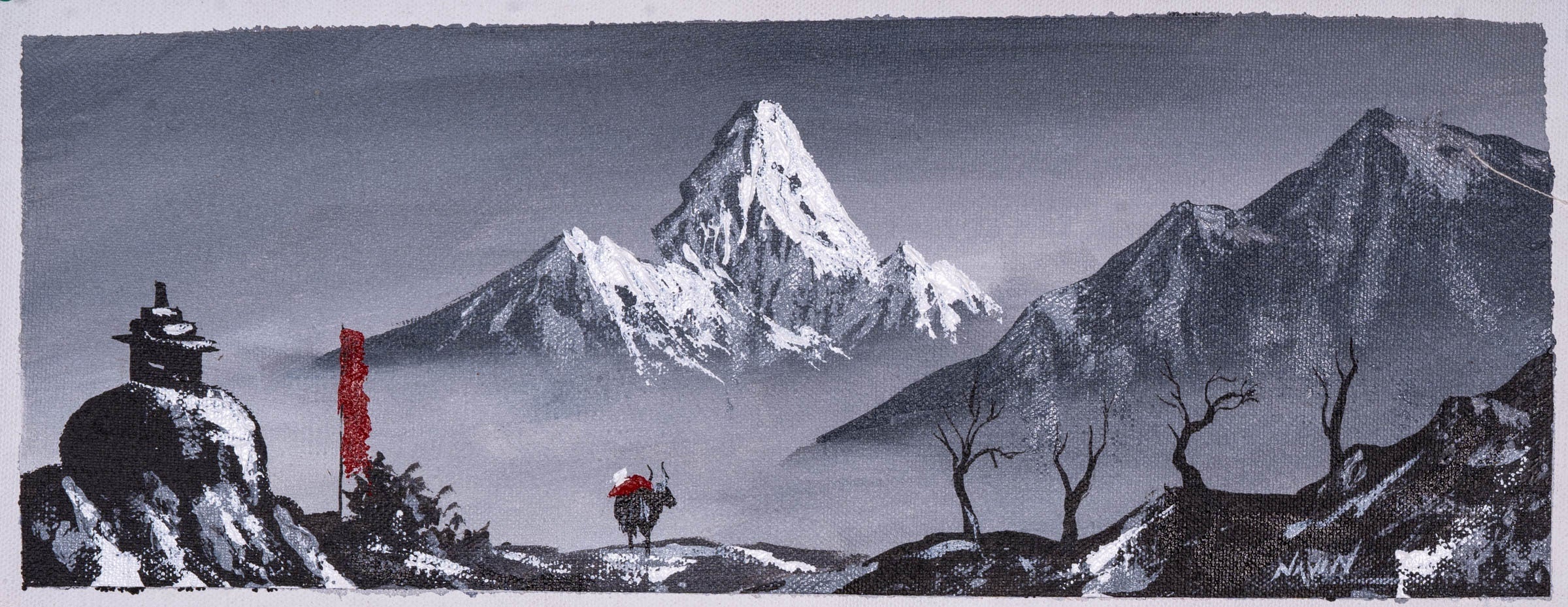 Mt. Ama Dablam back view Oil Painting - Lucky Thanka