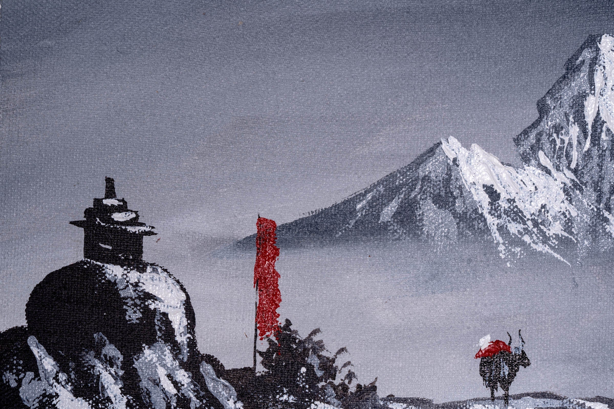 Mt. Ama Dablam back view Oil Painting - Lucky Thanka