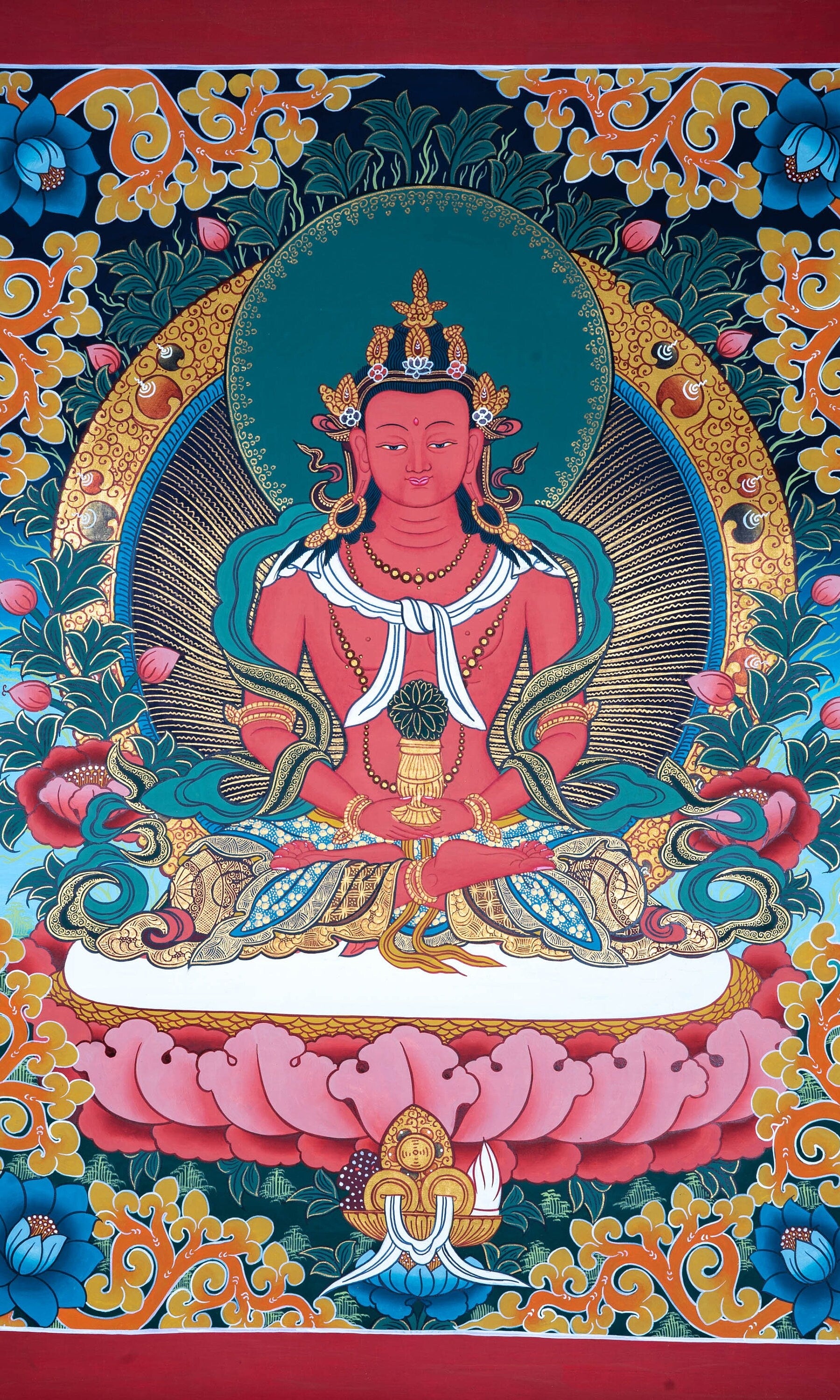 Buddha of Infinite Light - Amitayus Buddha Thangka - Lucky Thanka