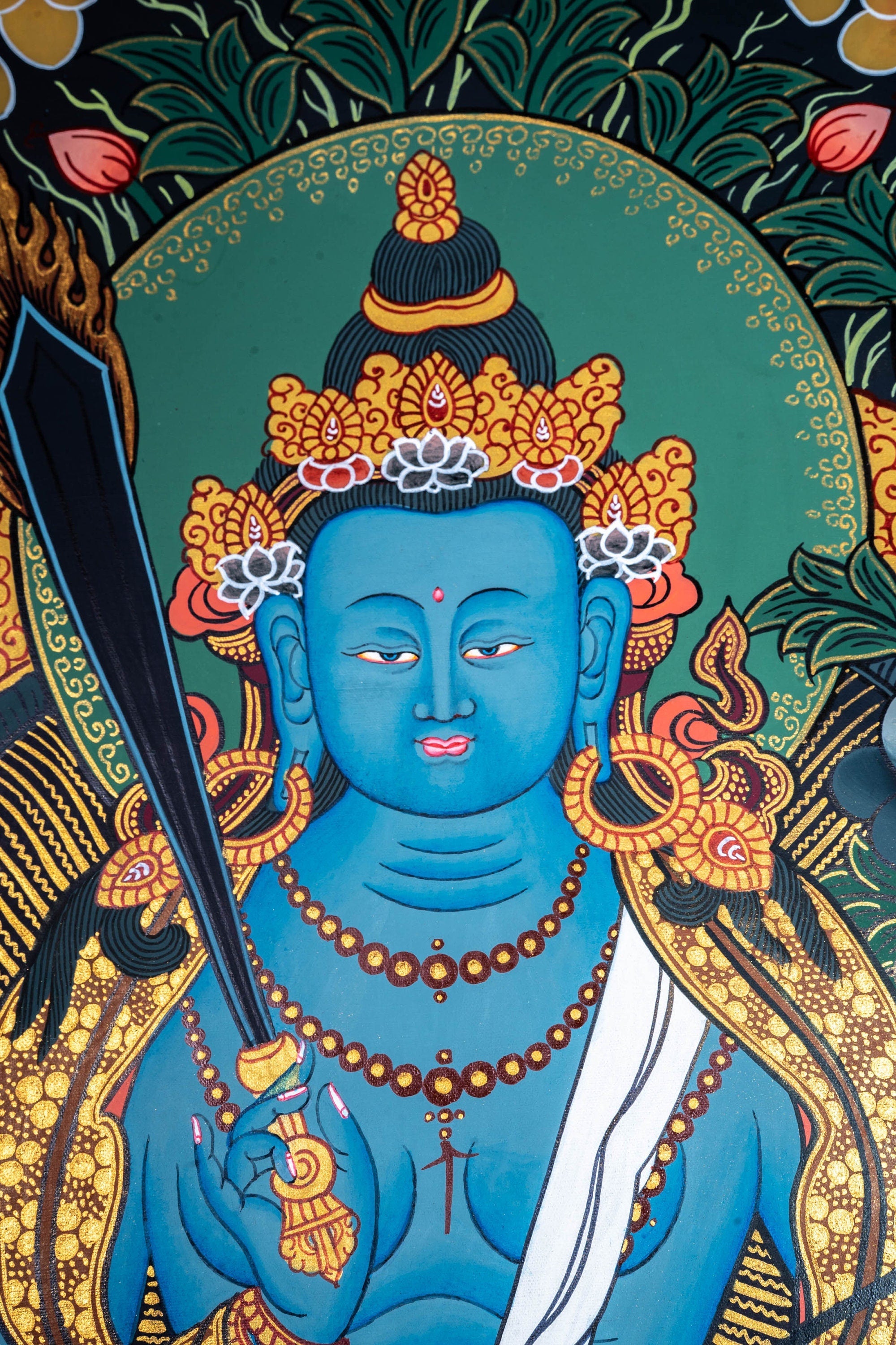 Blue Manjushri Thangka Painting - Lucky Thanka