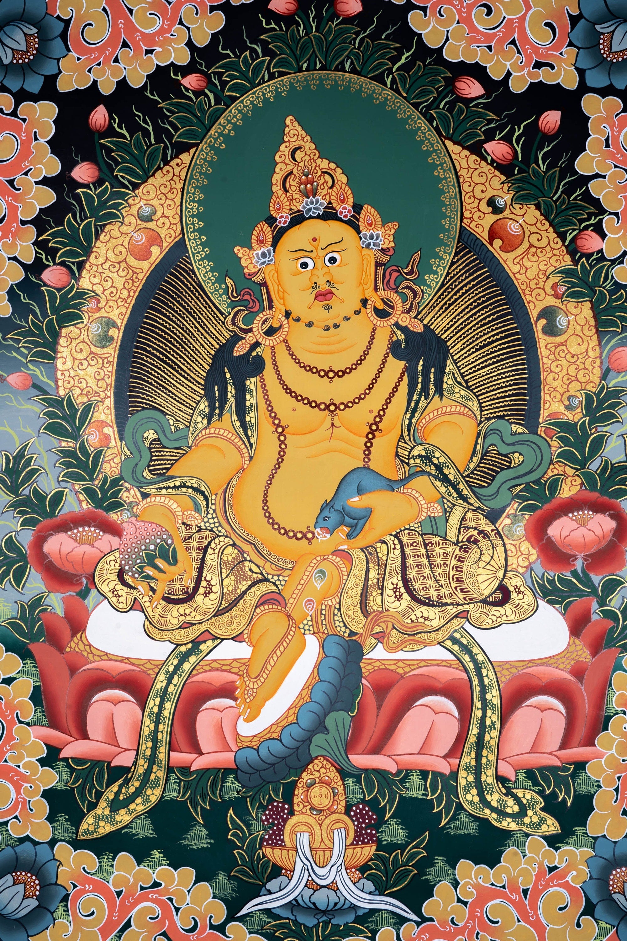 Prosperity & Luck - Dzambala Thangka art - Lucky Thanka