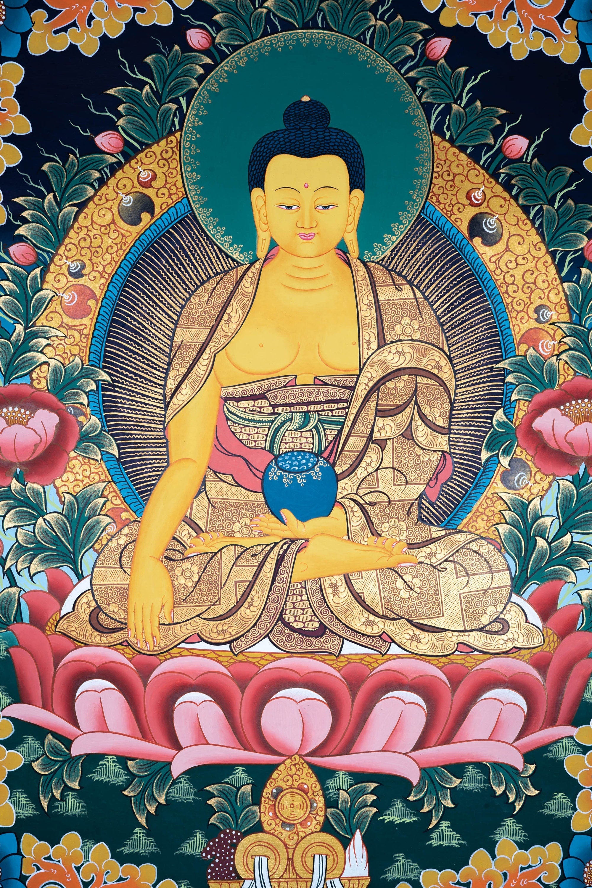 Premium Quality Thangka Painting - Shakyamuni Buddha - Lucky Thanka