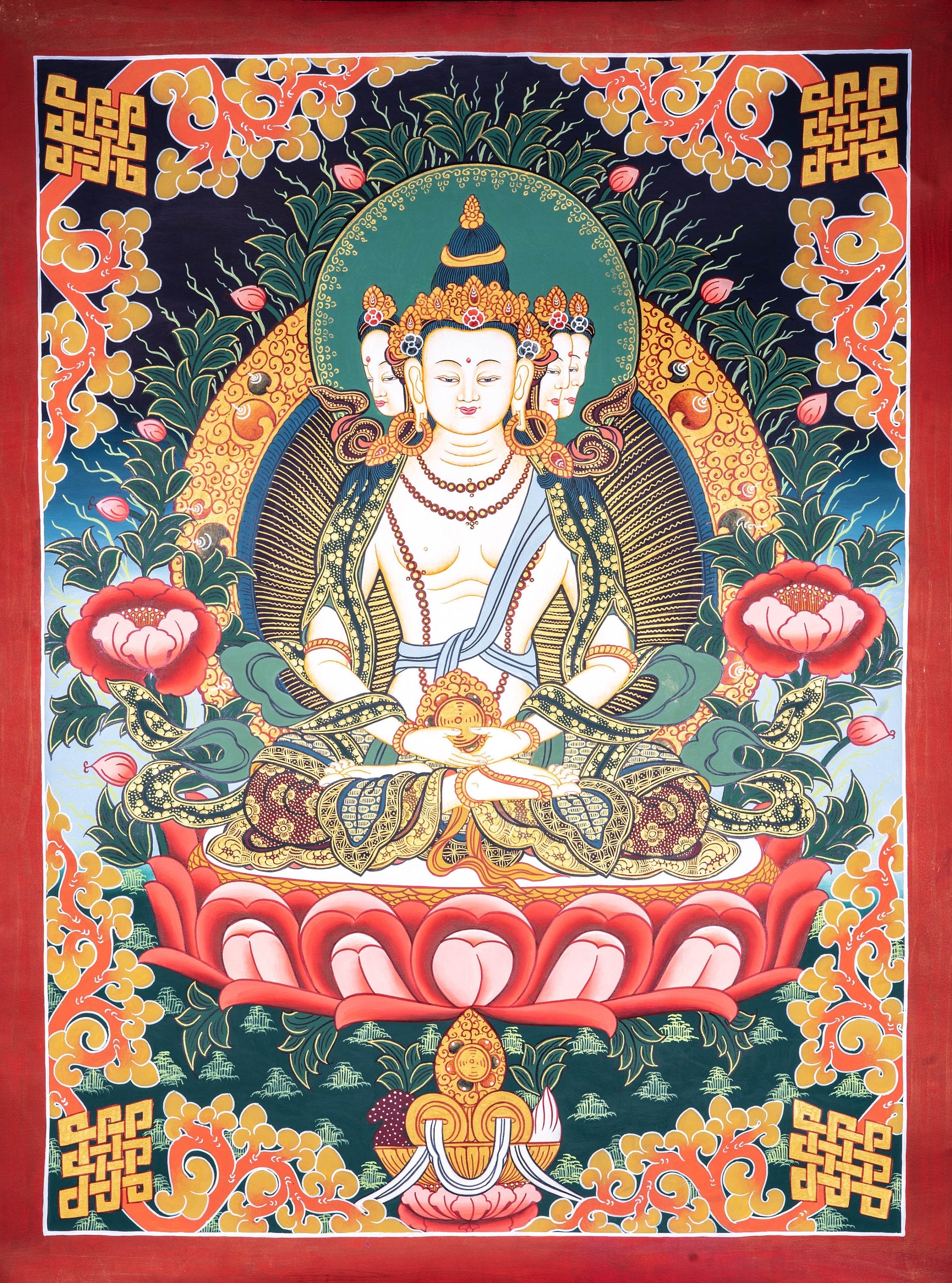 White Amitayus Buddha Thangka Painting - Lucky Thanka