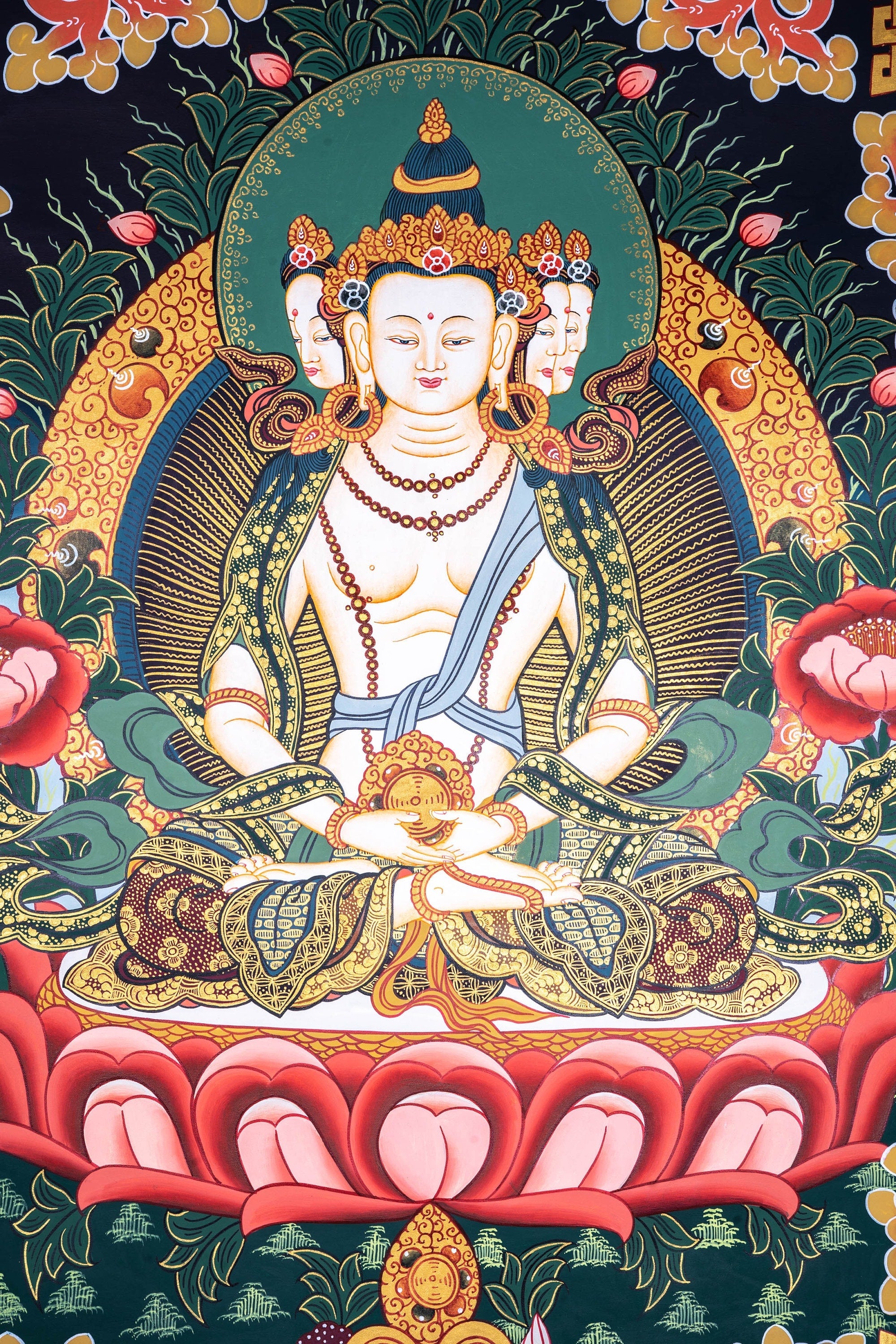 White Amitayus Buddha Thangka Painting - Lucky Thanka
