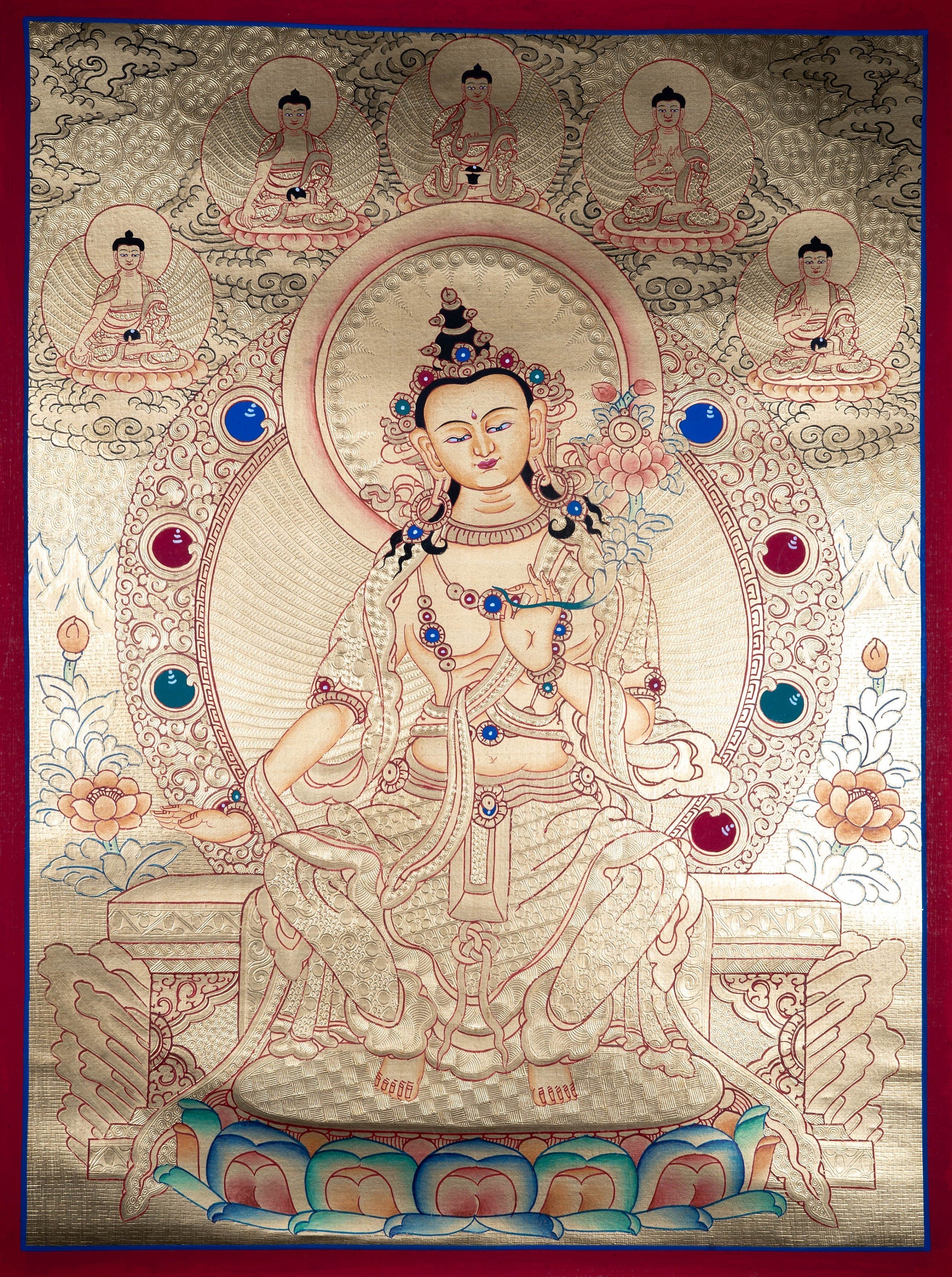 Lyap Maitriya Buddha Thangka Painting - Lucky Thanka