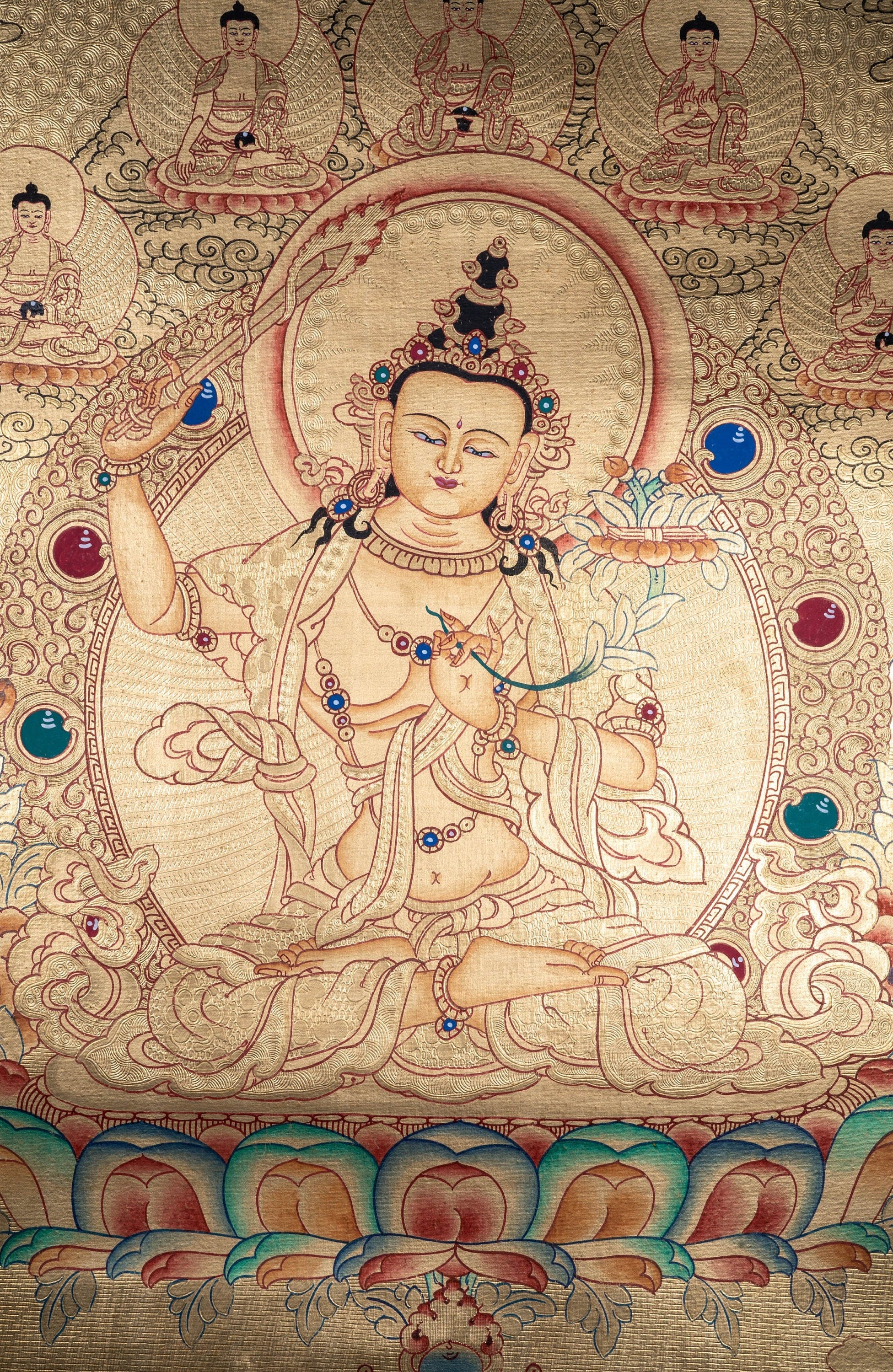 Lyap Manjushri Thangka Painting - Lucky Thanka