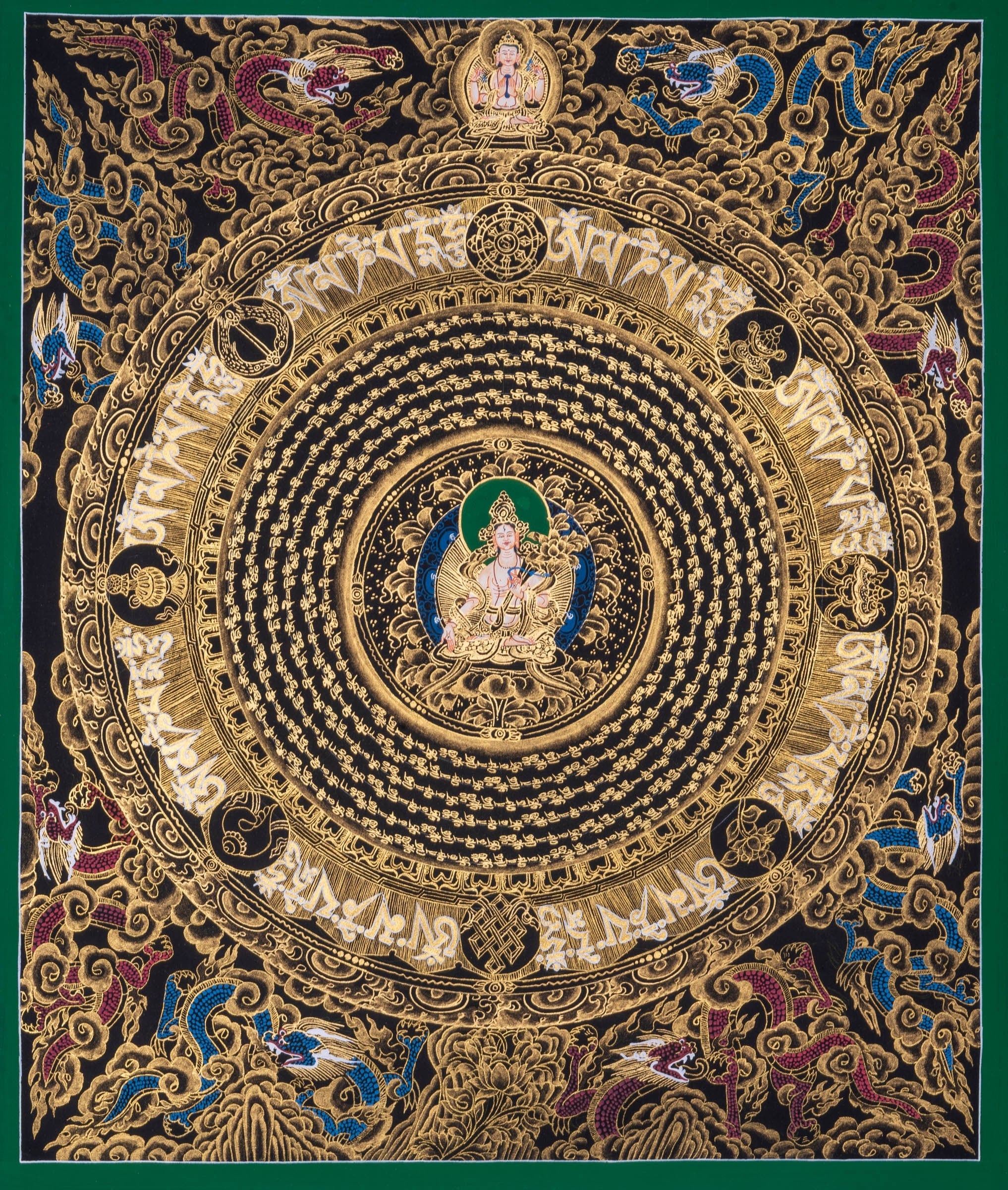 Mantra Mandala with White Tara Thangka Art - Lucky Thanka