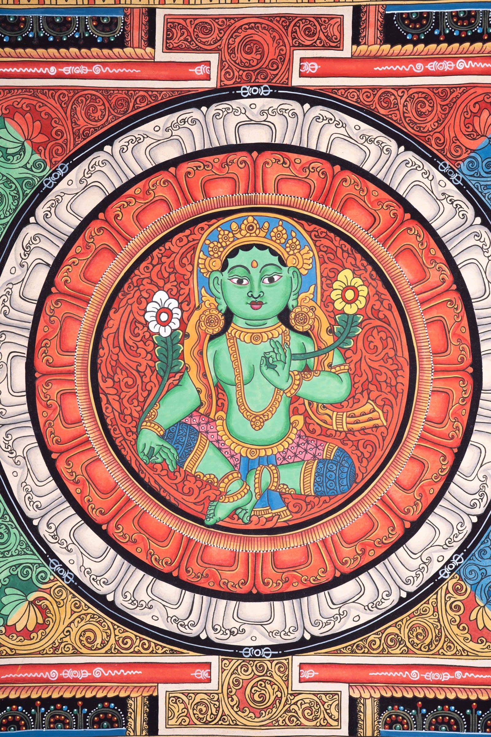 Beautiful Green Tara Mandala Painting - Lucky Thanka