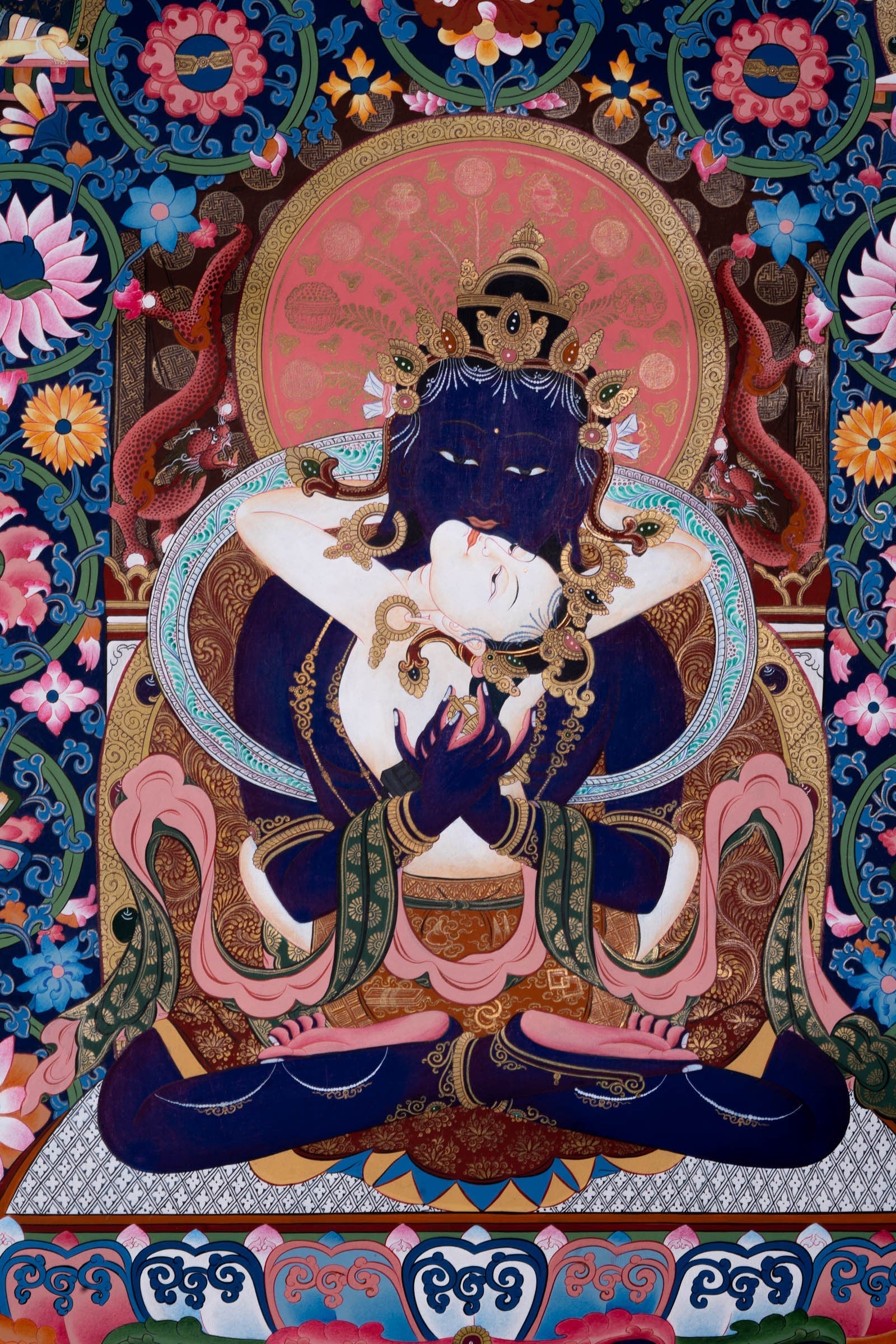 Vajradhara with Shakti Thangka Painting - Lucky Thanka