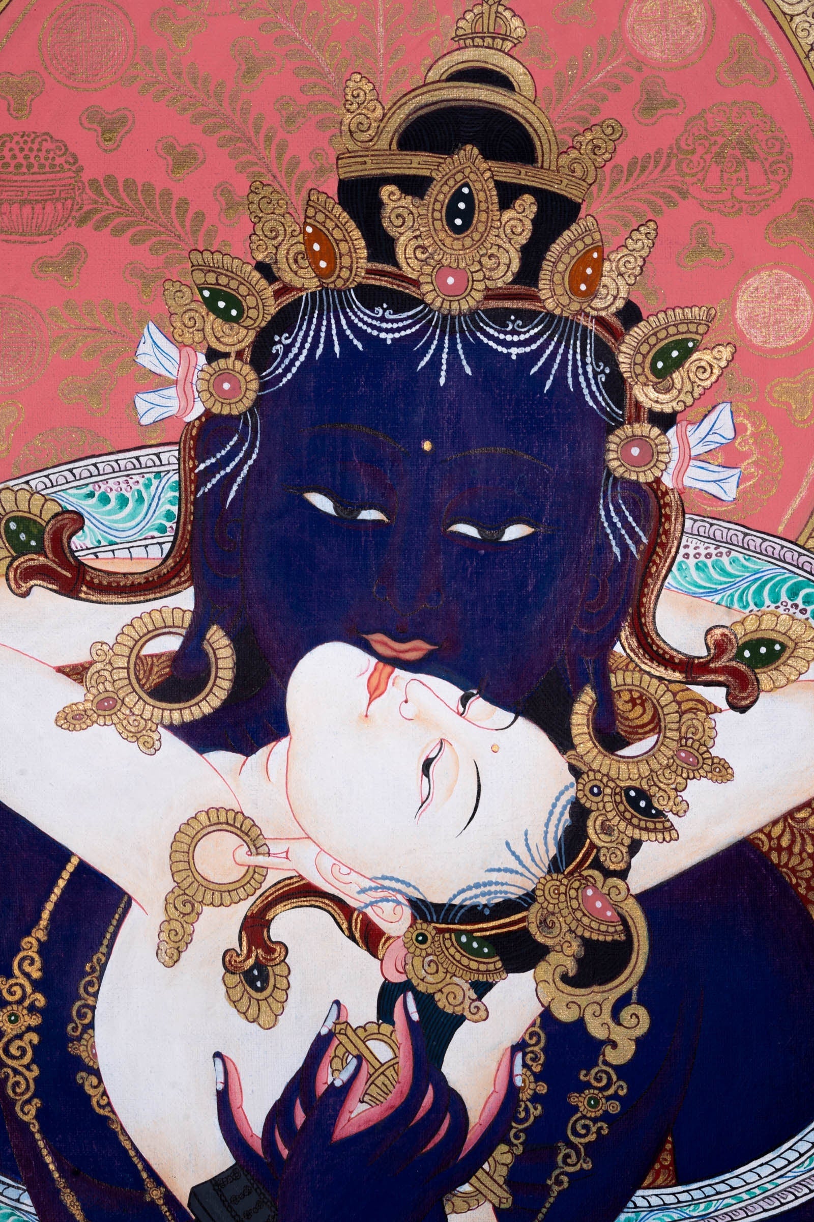 Vajradhara with Shakti Thangka Painting - Lucky Thanka