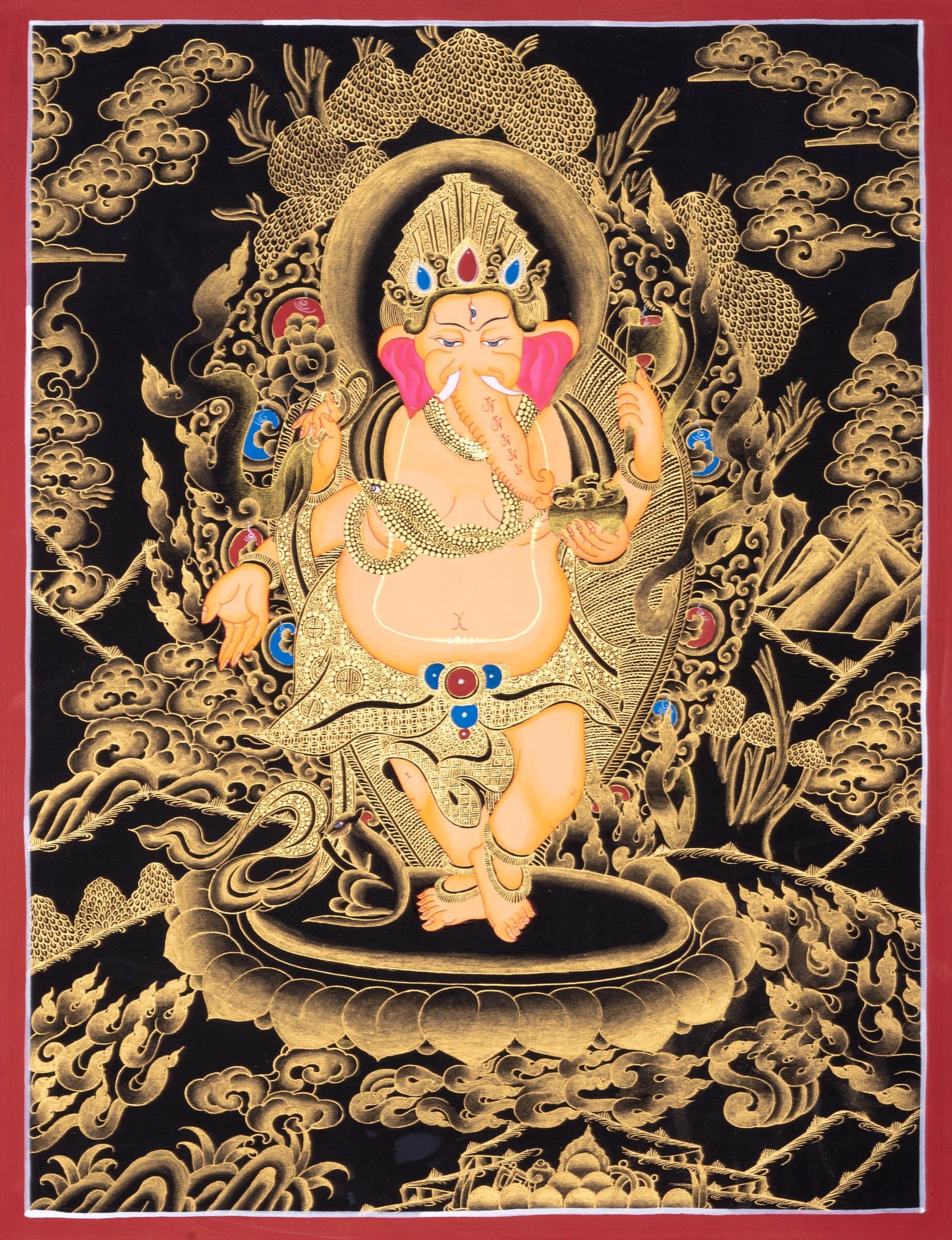 Shri Ganesh Thangka Painting - Lucky Thanka