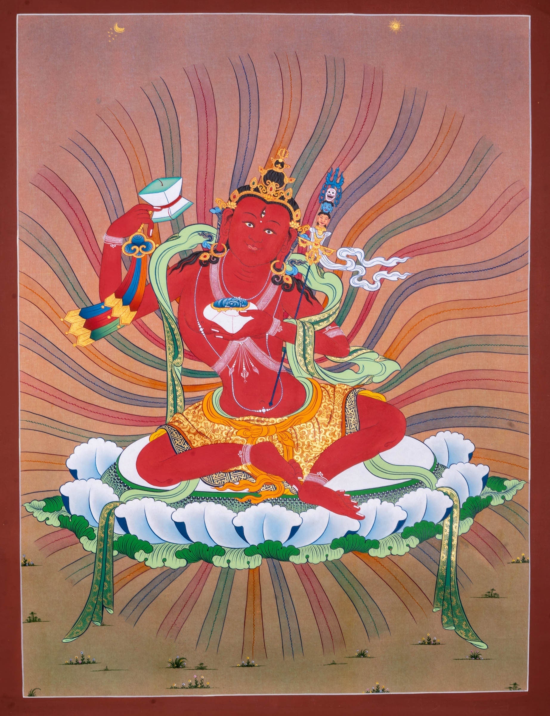 Red Guru Thangka Painting - Lucky Thanka