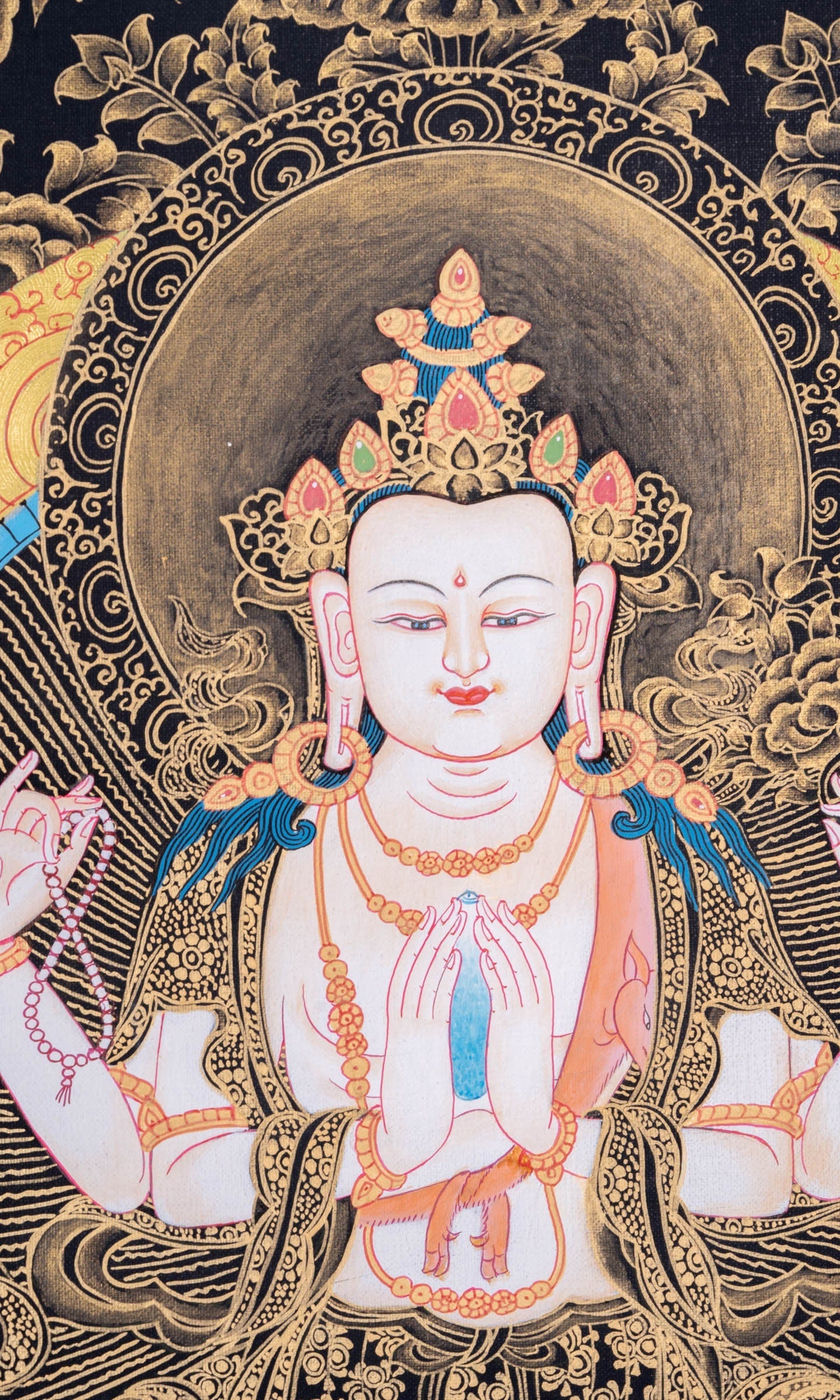 Thangka Painting of Chengresi Bodhisattva - Lucky Thanka