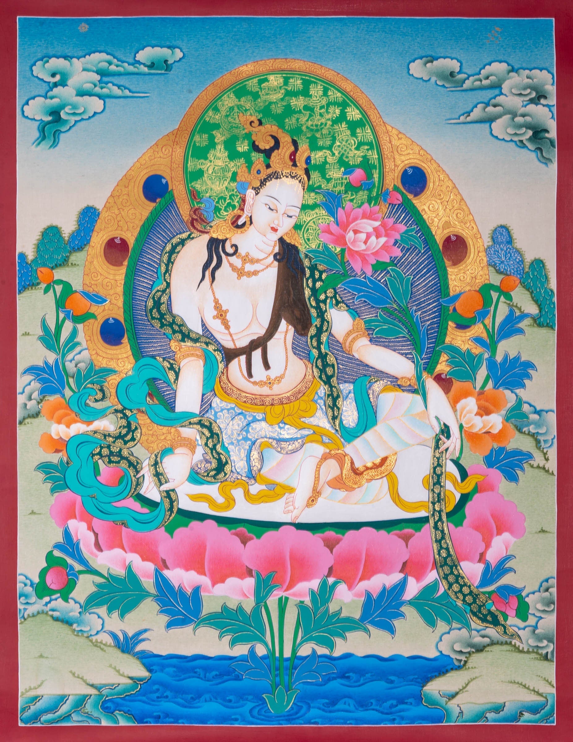 Vajrasattva Shakti Set Thangka Painting - Lucky Thanka