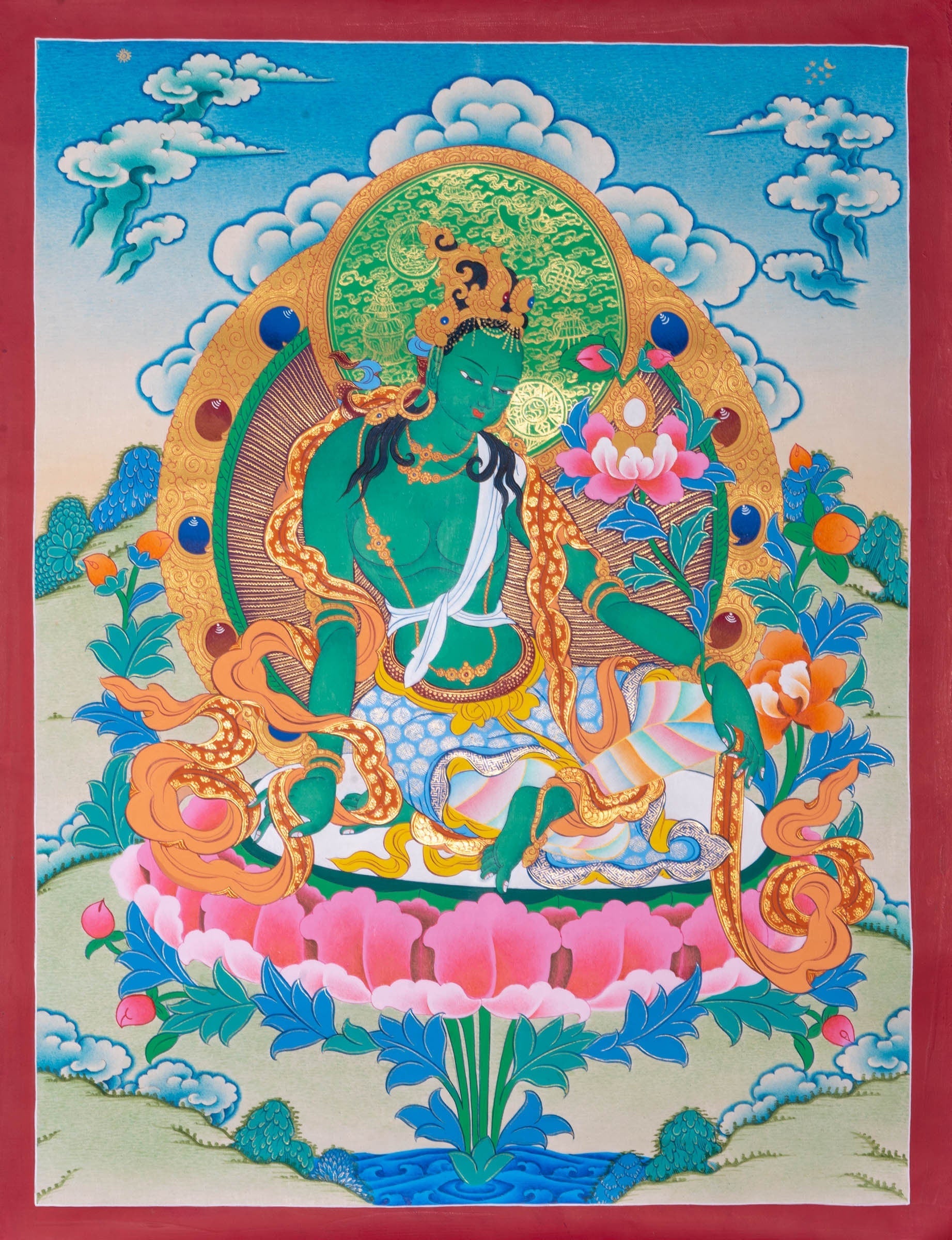 Vajrasattva Shakti Set Thangka Painting - Lucky Thanka