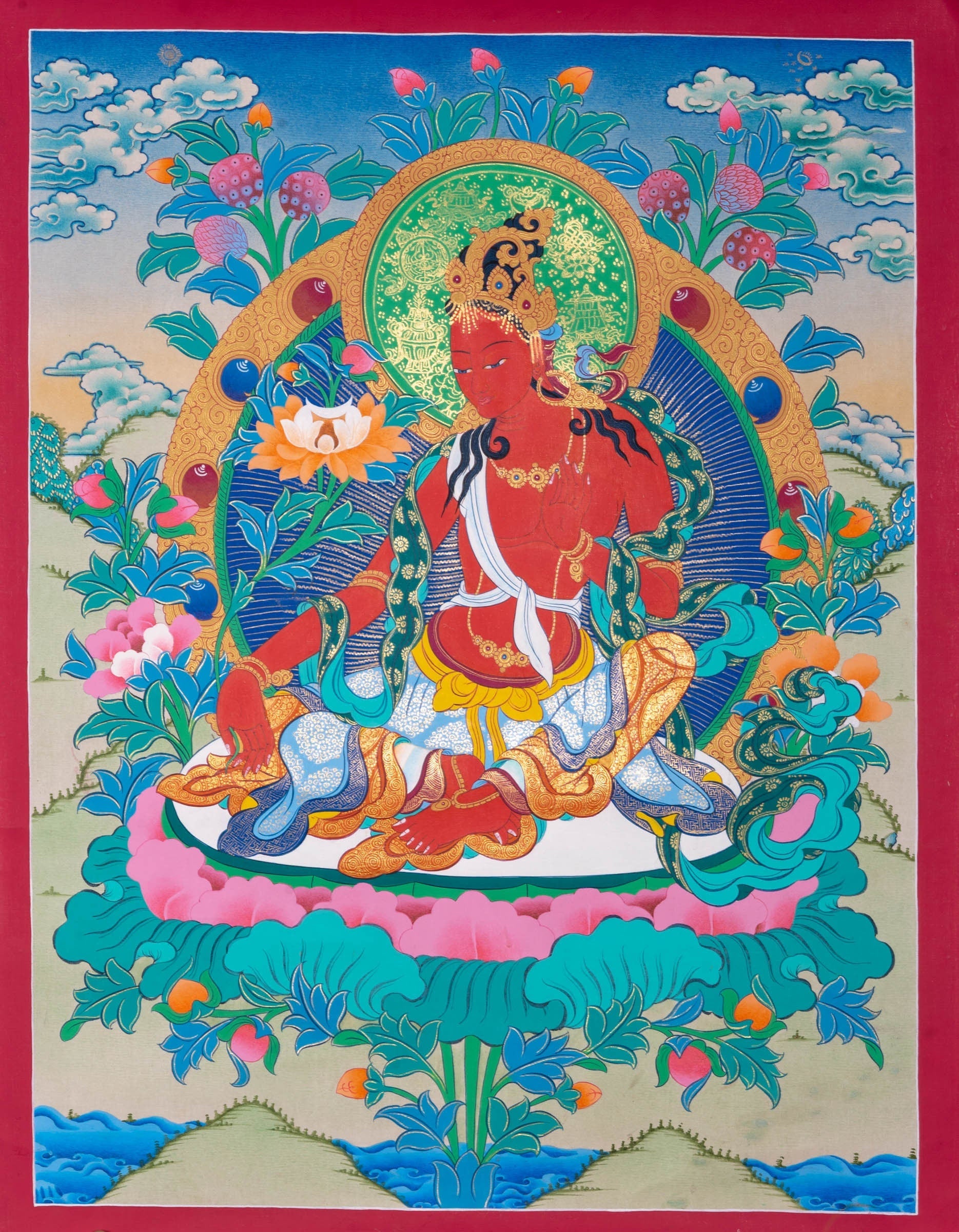 Vajrasattva Shakti Set Thangka Painting - Lucky Thanka