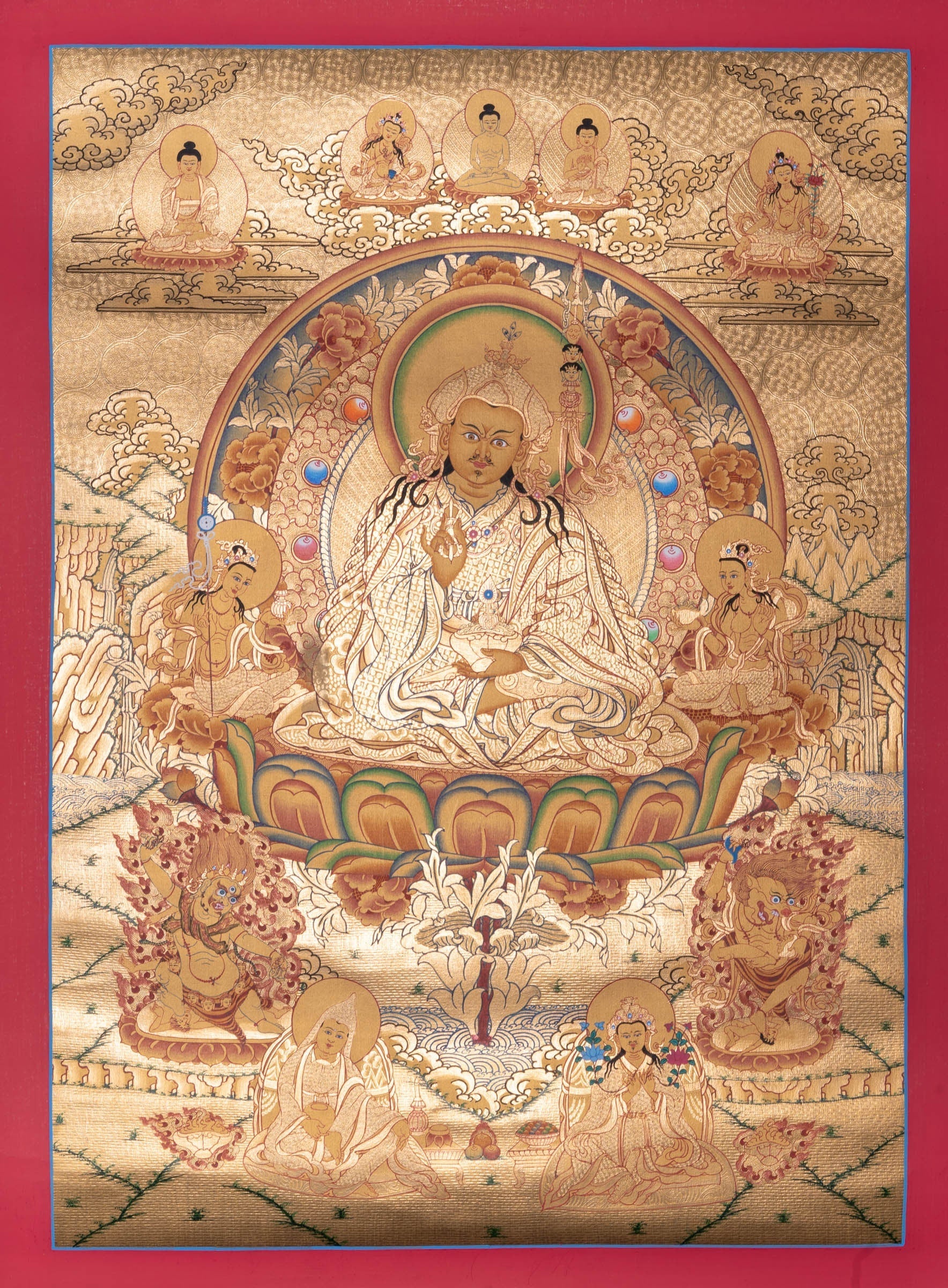 Guru Set Buddhist Painting - Thangka - Lucky Thanka