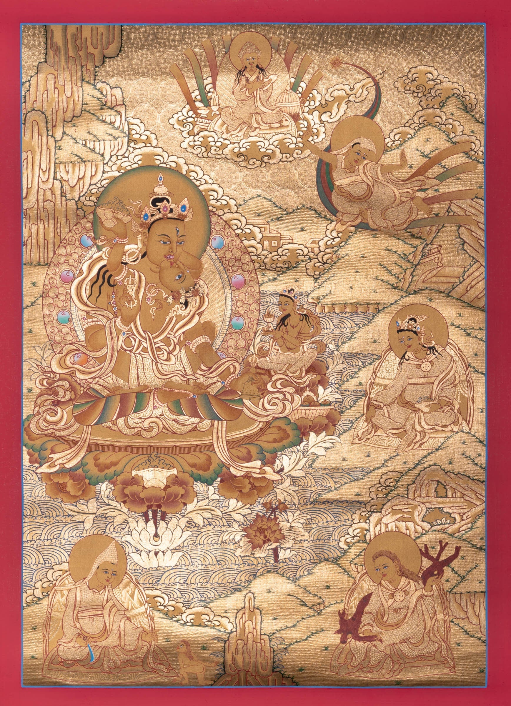 Guru Set Buddhist Painting - Thangka - Lucky Thanka