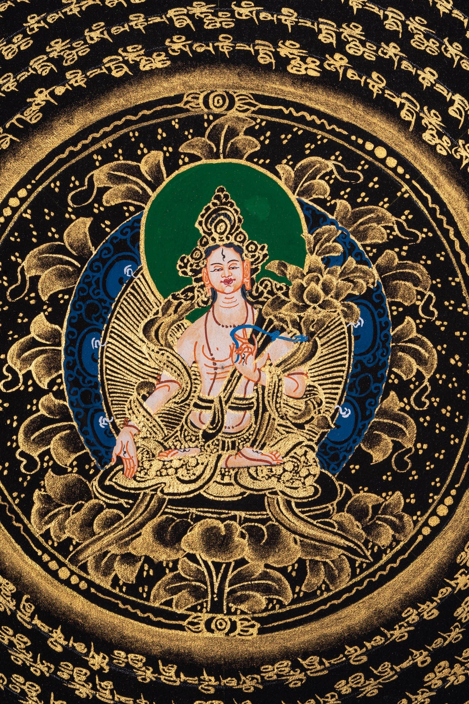 Mantra Mandala with White Tara Thangka Art - Lucky Thanka