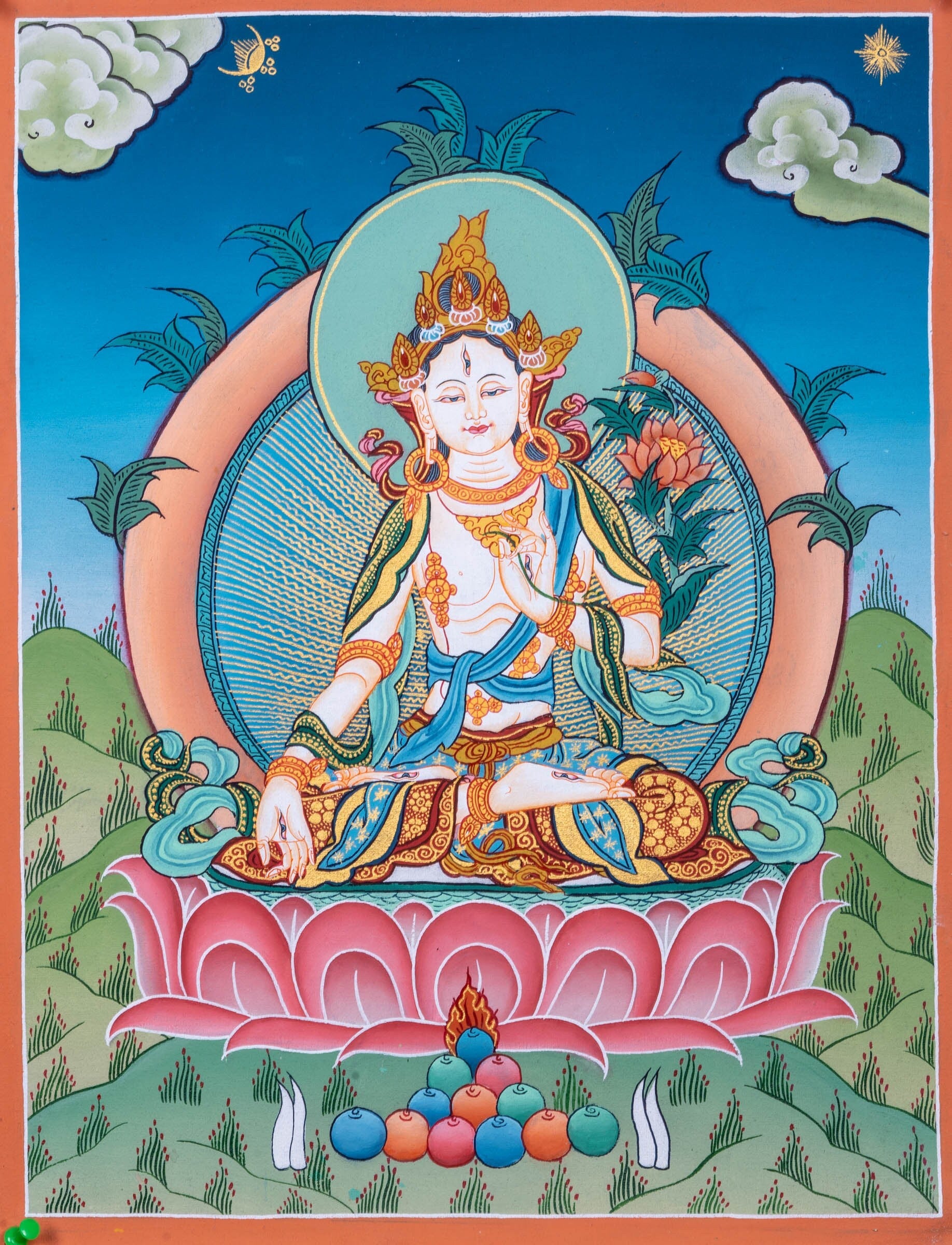 White Tara Thangka Painting - Lucky Thanka