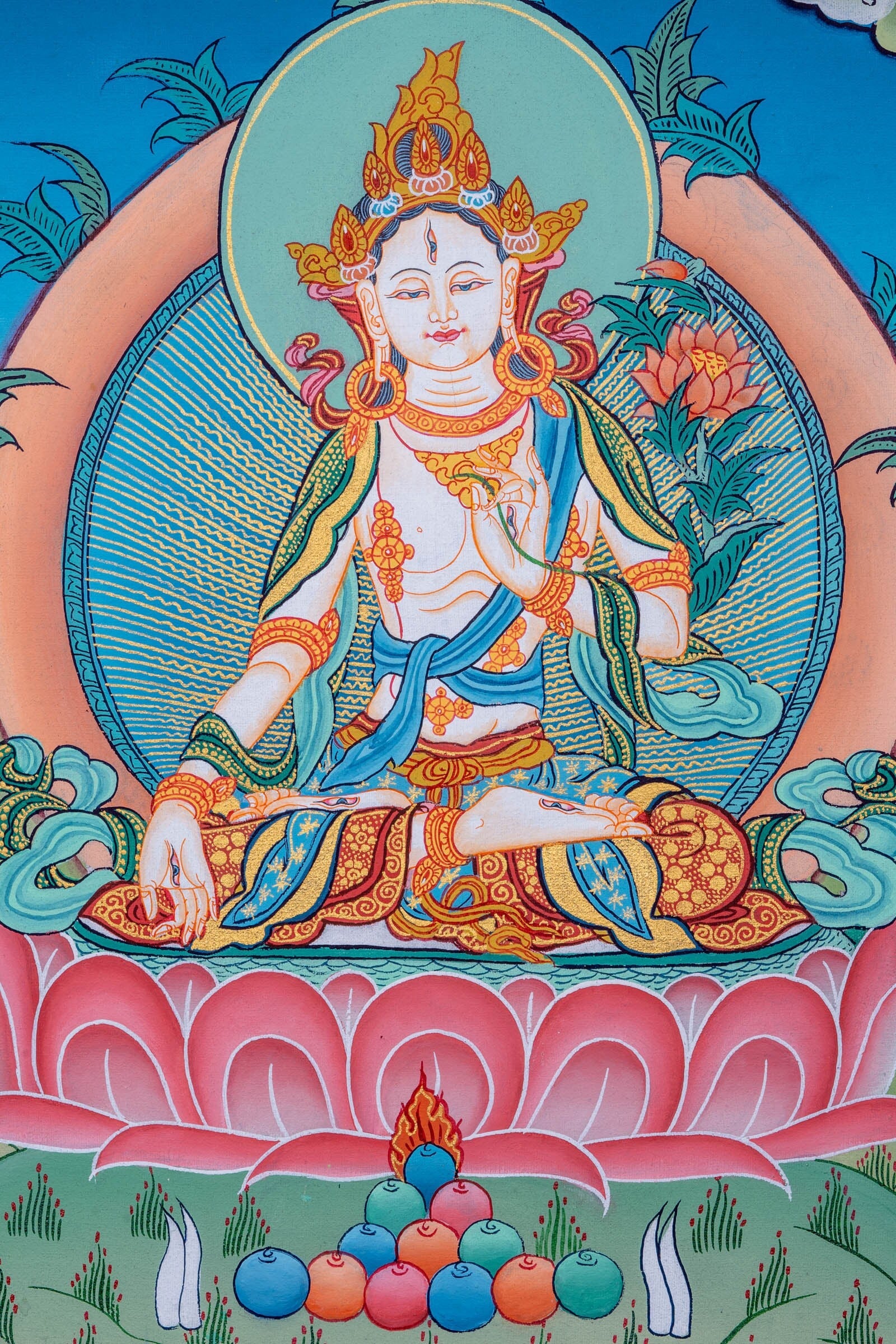 White Tara Thangka Painting - Lucky Thanka