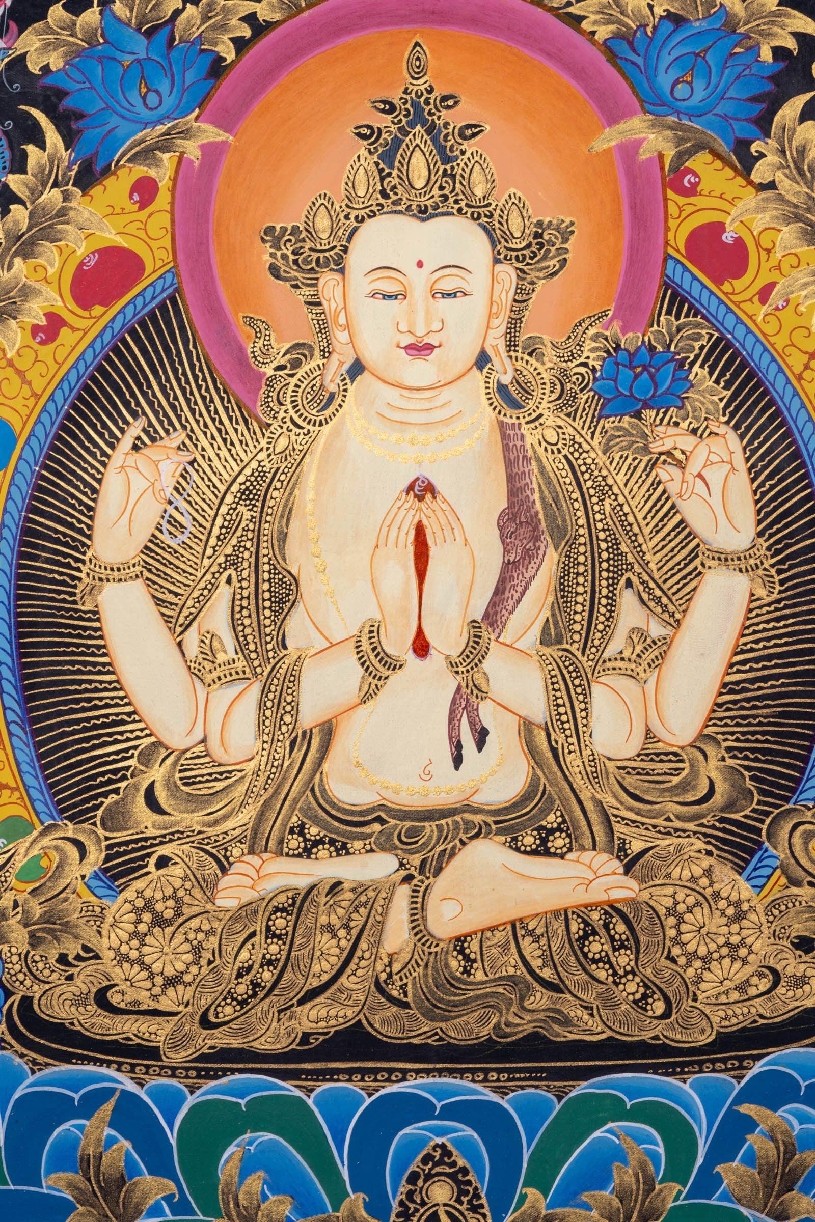 Thangka Art of Chengresi Boddhisattva - Lucky Thanka