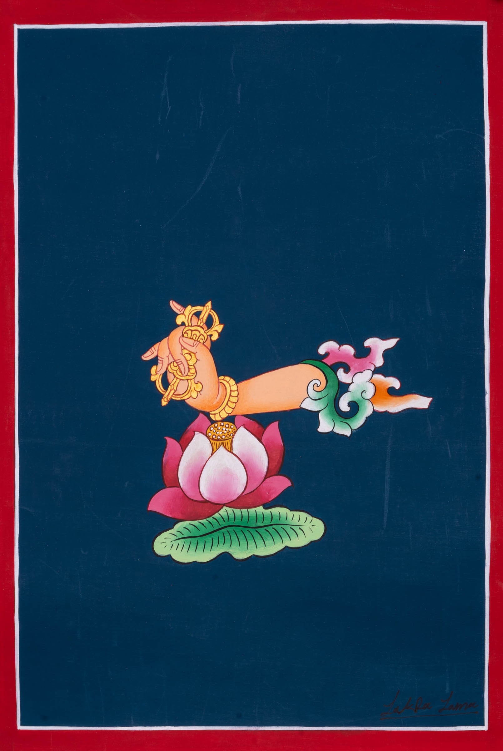 Guru Rinpoche Hand Gesture Thangka Painting - Lucky Thanka