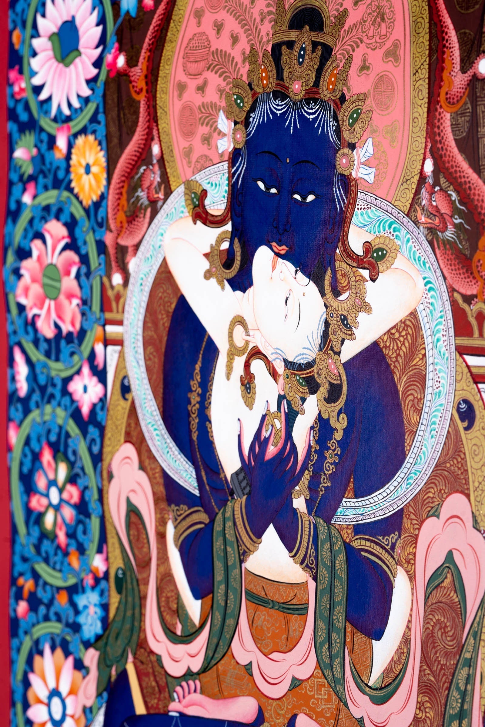 Vajradhara with Shakti Thangka Painting - Lucky Thanka