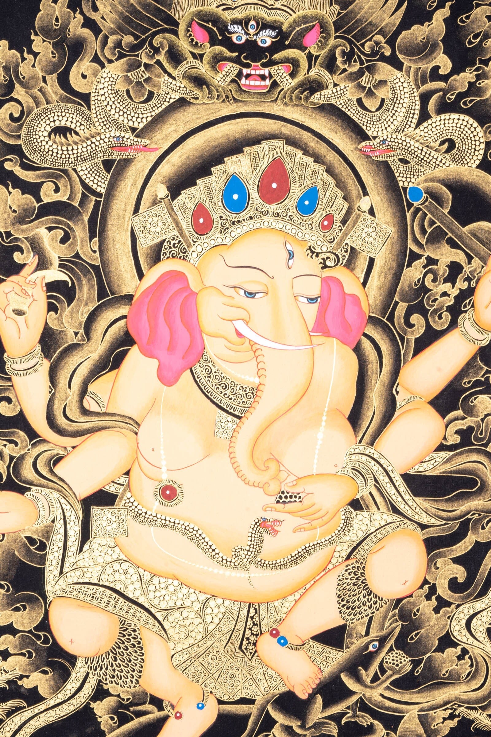 Thangka Painting of Shri Ganesh - Lucky Thanka