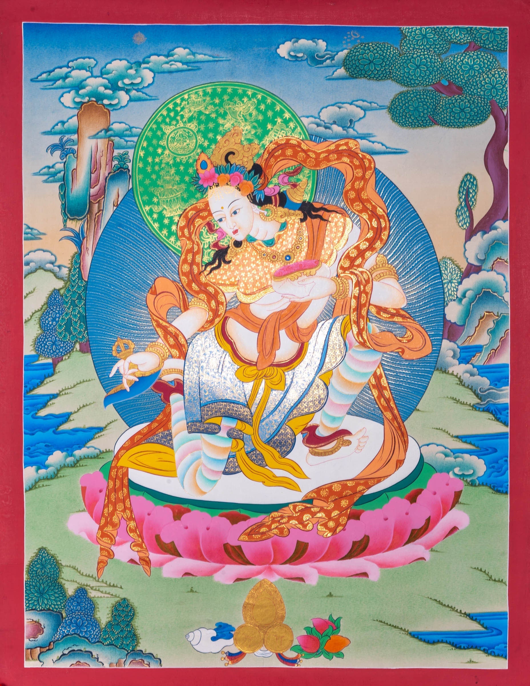 Vajrasattva Shakti Set Thangka Painting - Lucky Thanka