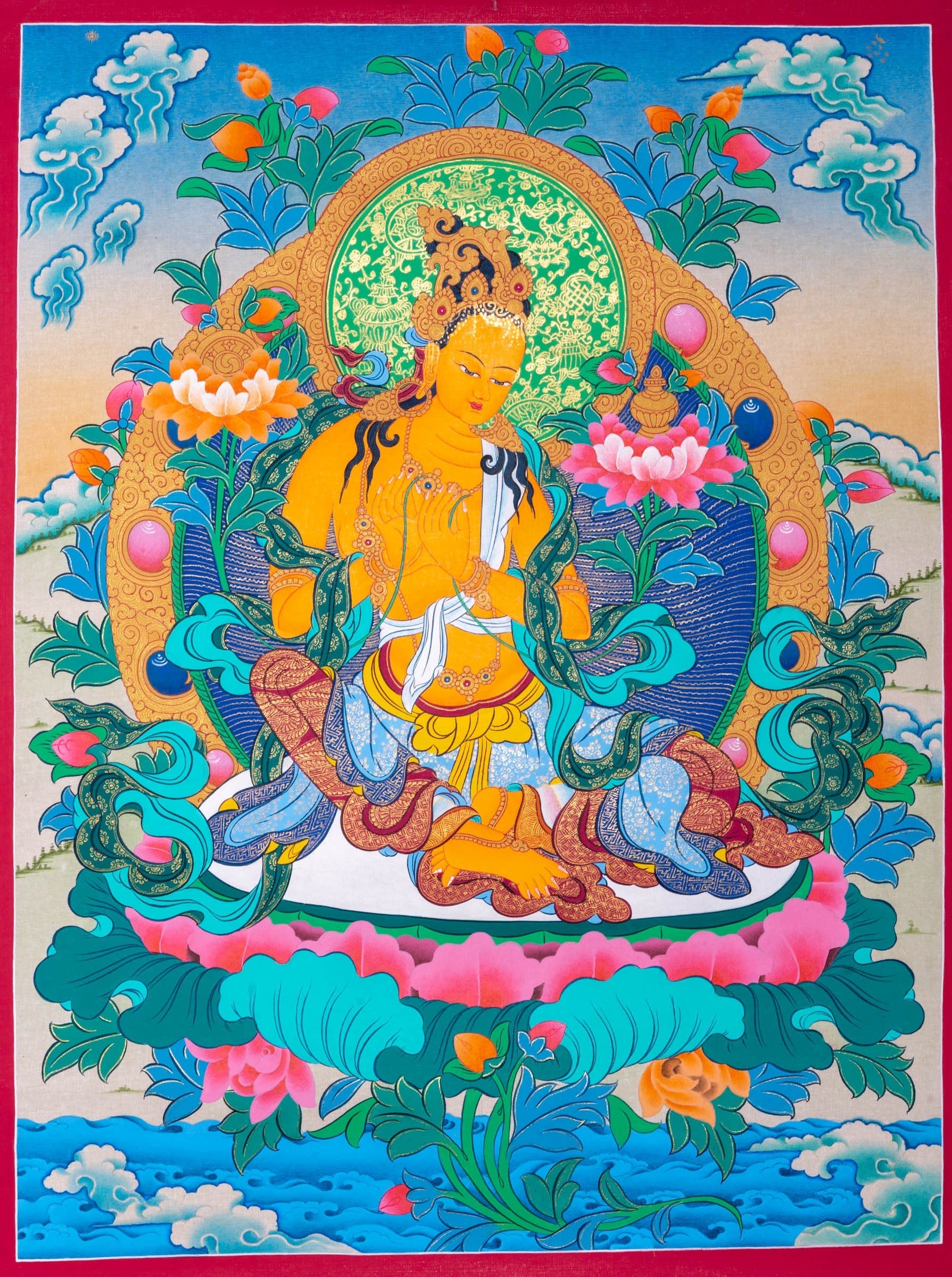 Vajrasattva Shakti Set Thangka Painting - Lucky Thanka