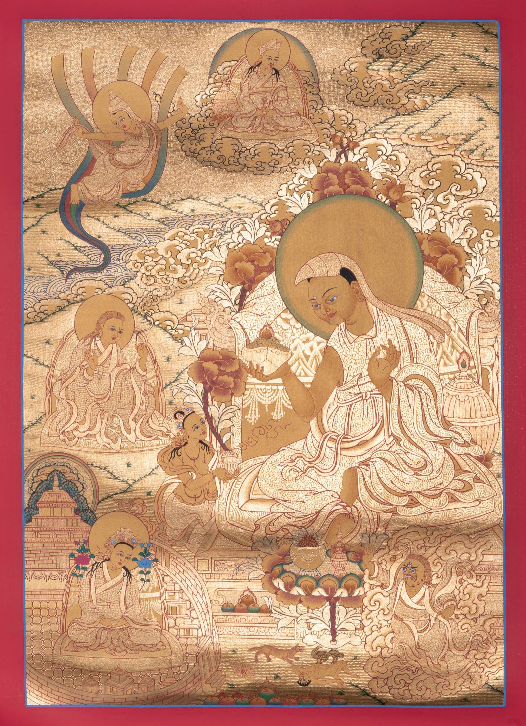 Guru Set Buddhist Painting - Thangka - Lucky Thanka