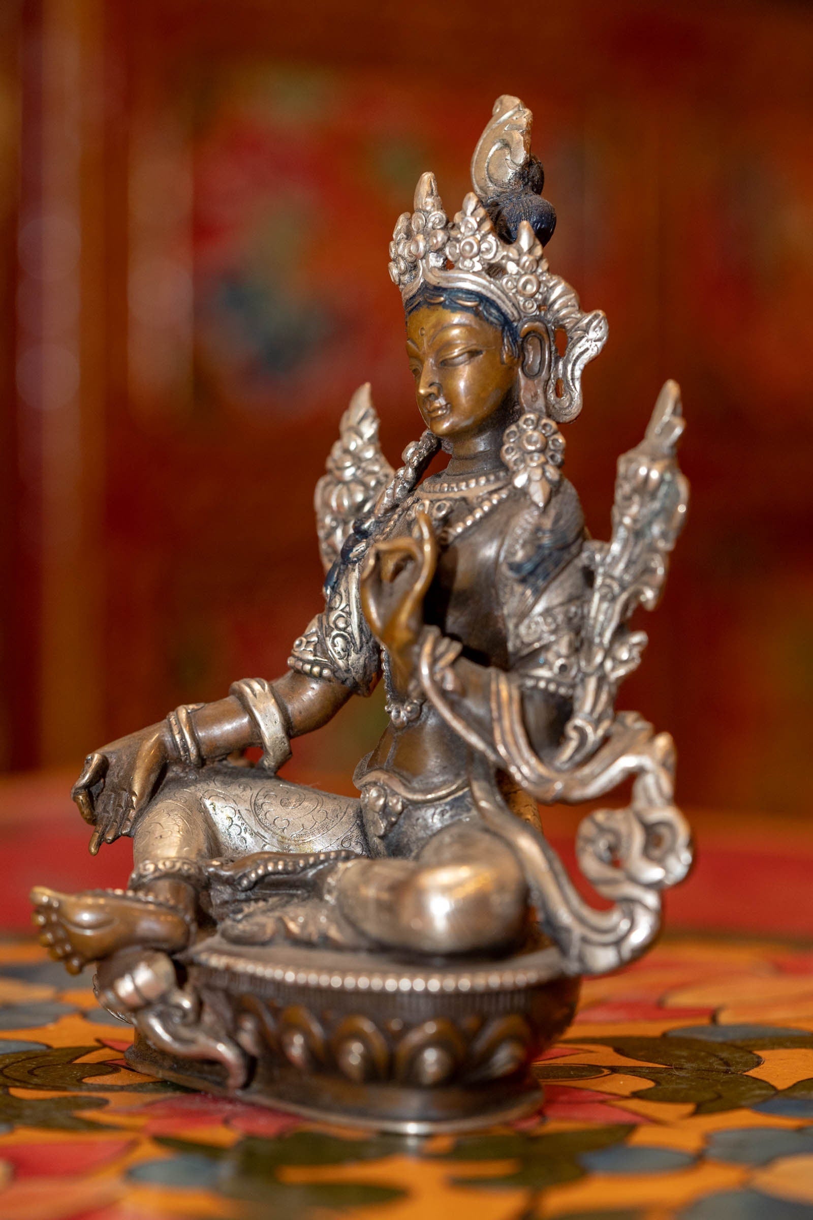 Handmade Statue of Green Tara - Lucky Thanka