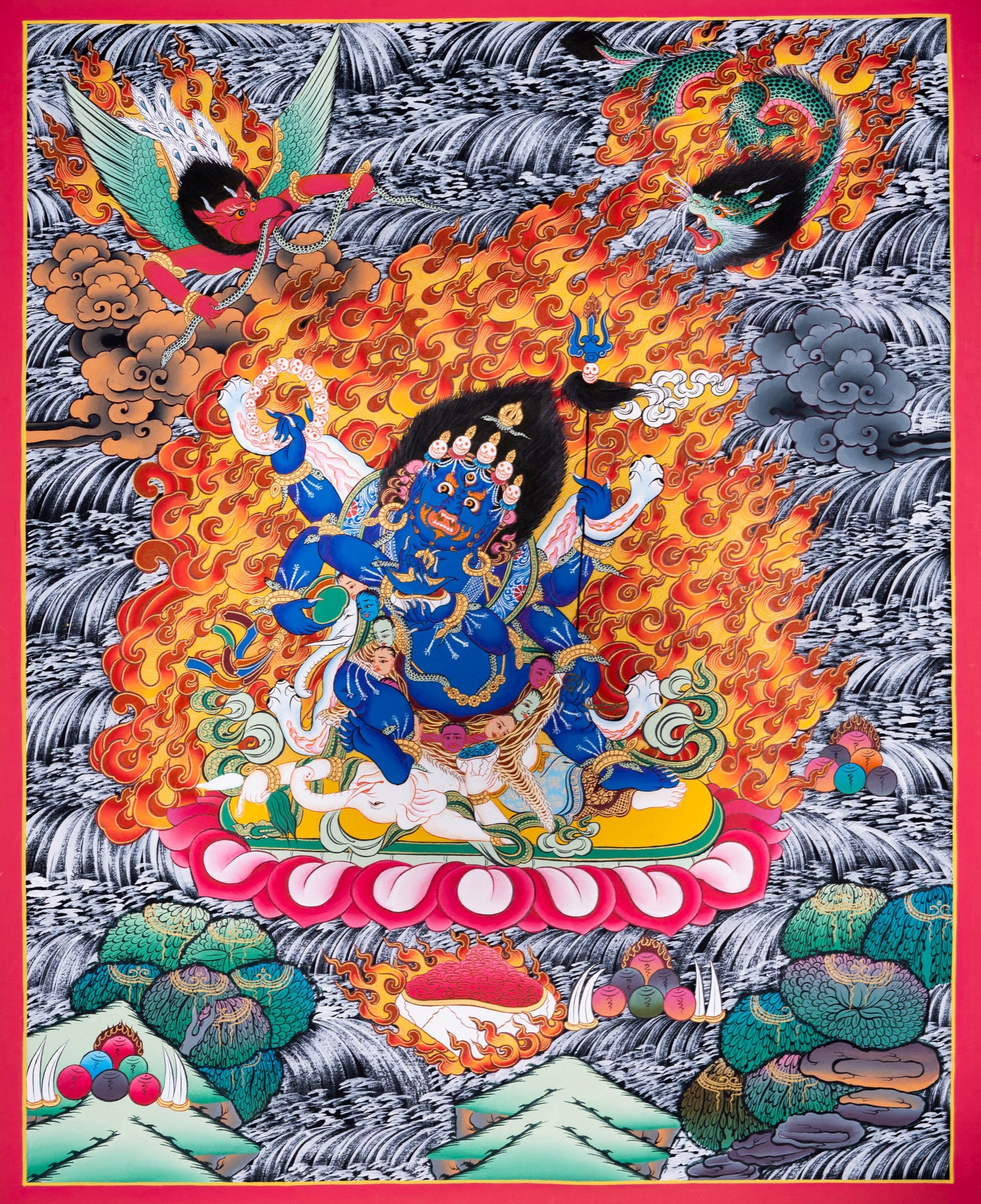 6 arm Mahakala Thangka Painting - Lucky Thanka