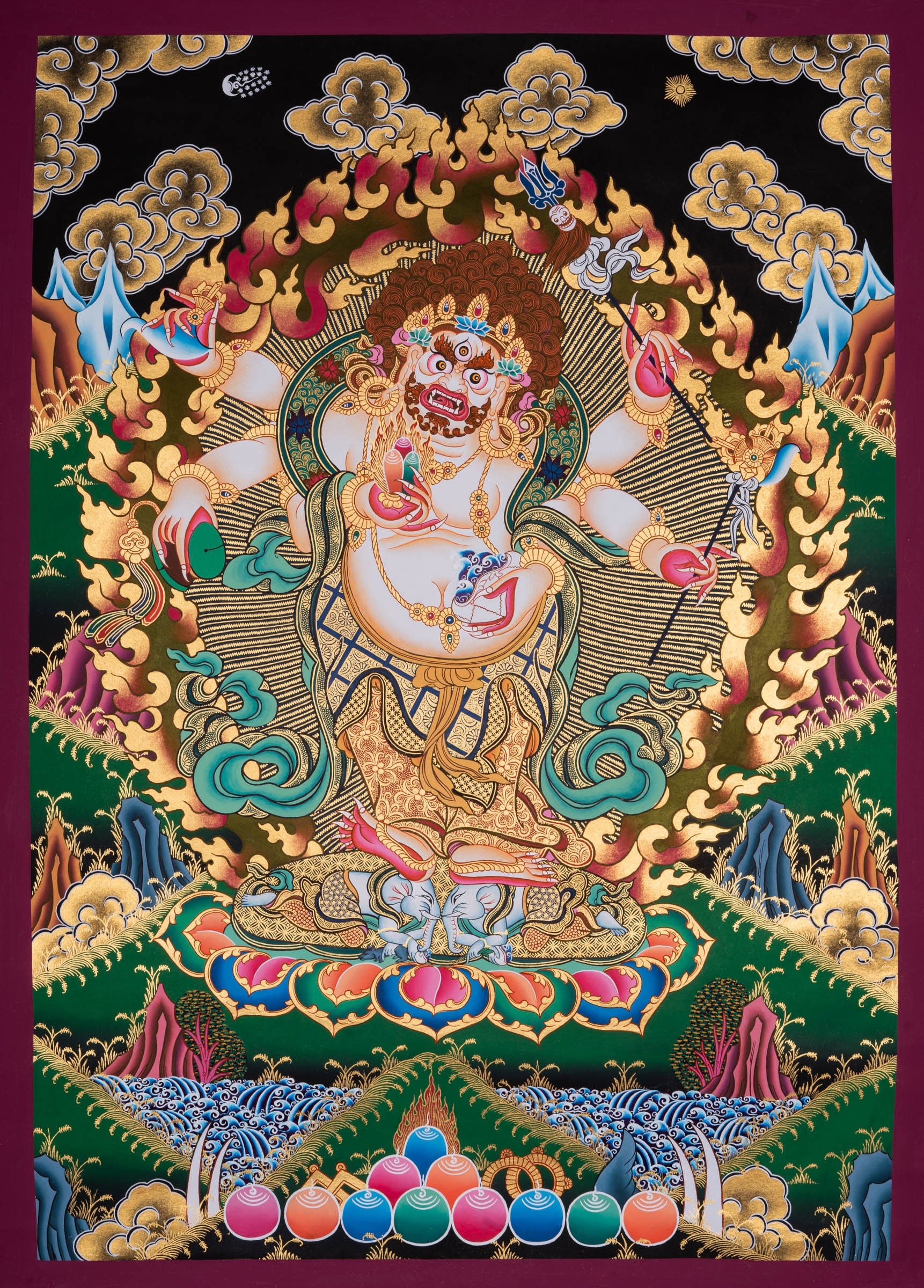 White Mahakala Thangka painting - Lucky Thanka