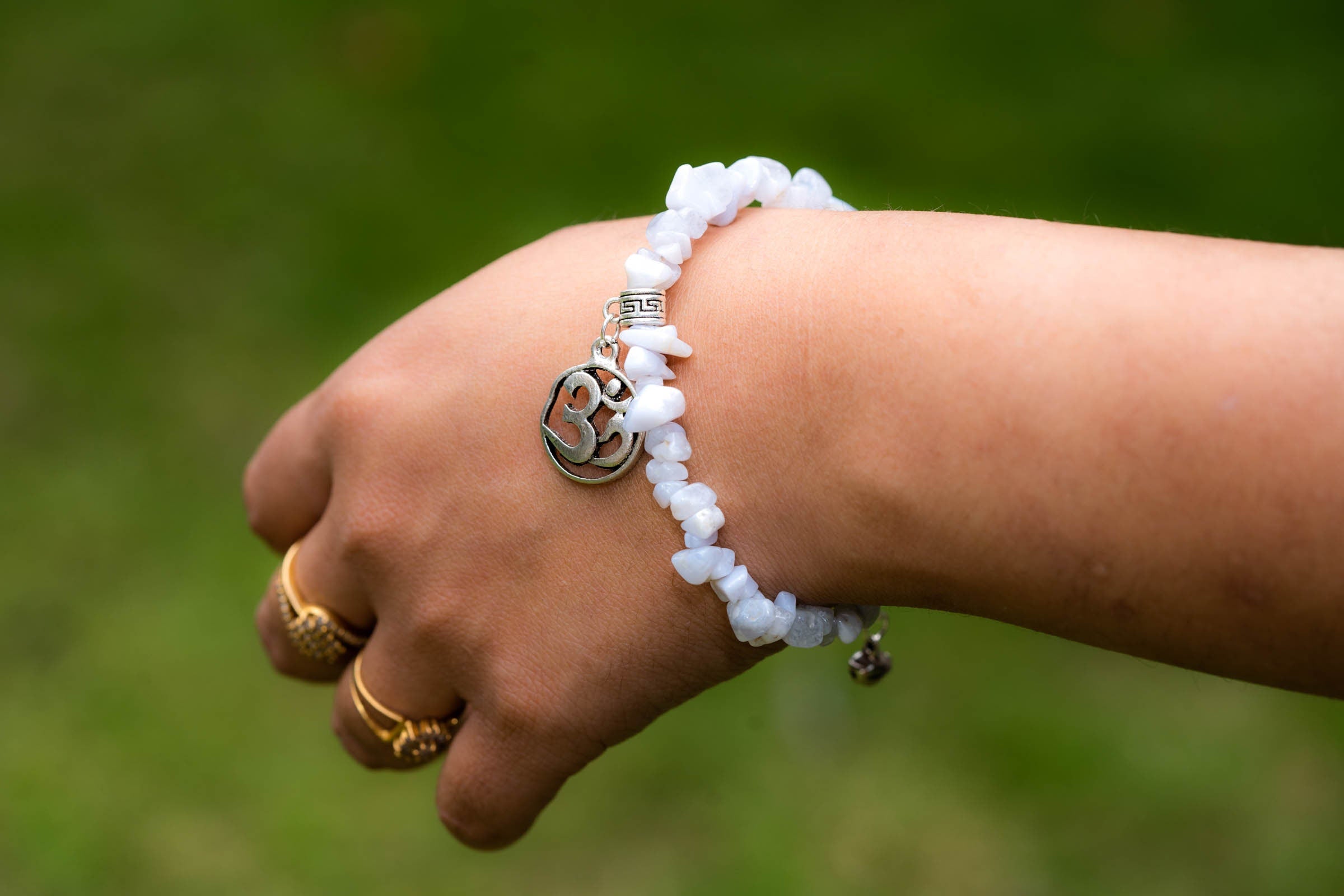 Natural White Jade Gemstone Bead Bracelet - Lucky Thanka