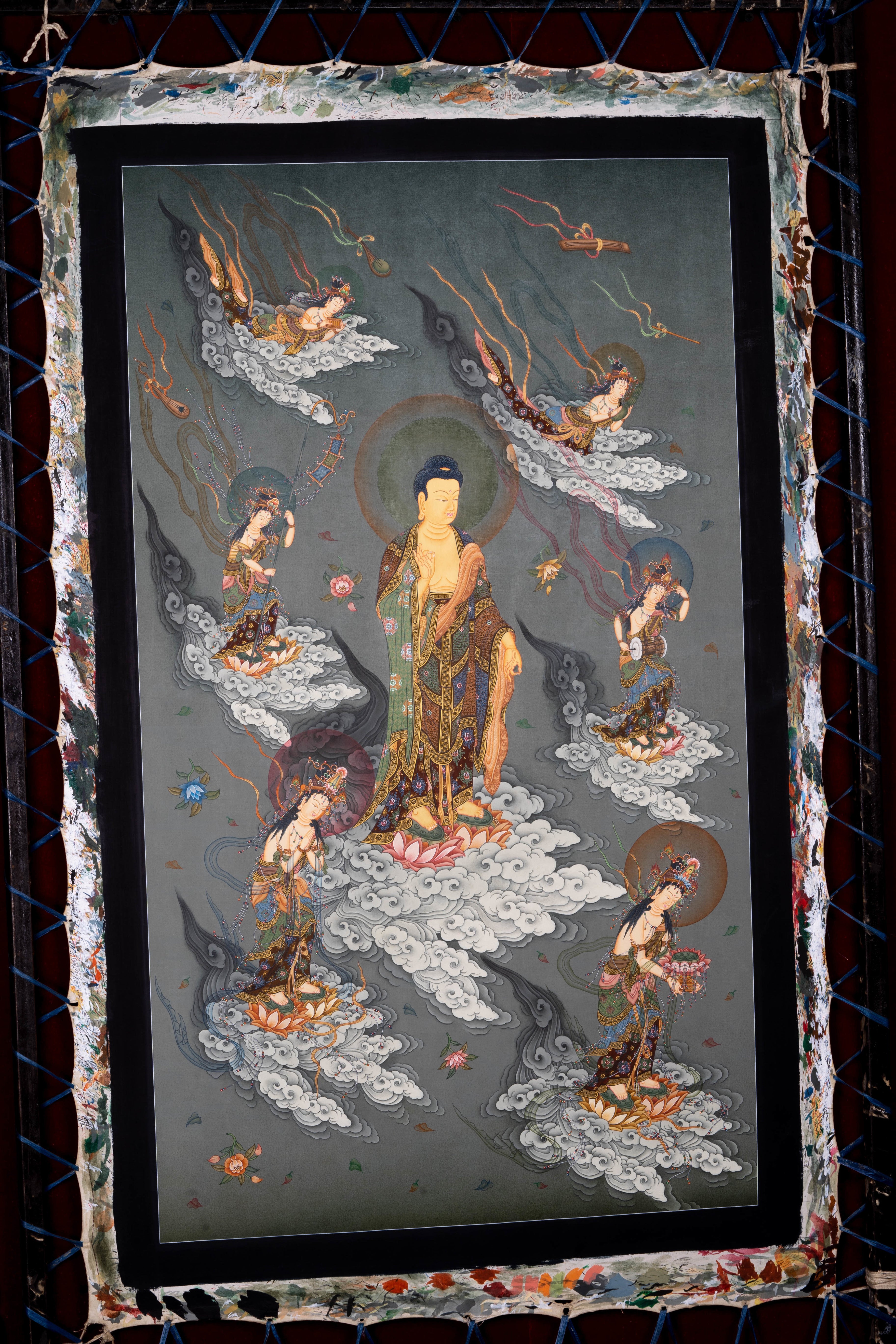 Buddha Japanese painting on cotton canvas – Handmade Thangka Painting from Nepal - LuckyThanka