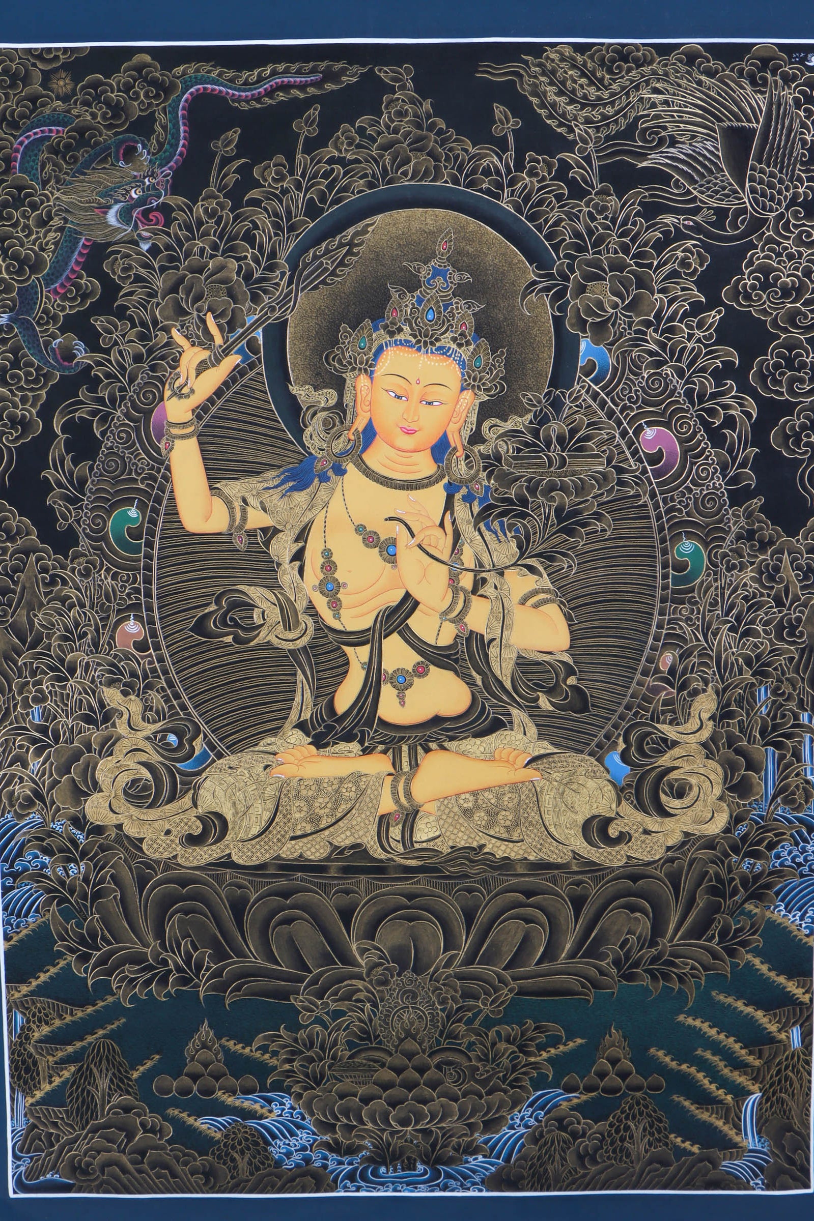 Manjushri Thangka Painting - Handpainted Thangka Art - Lucky Thanka
