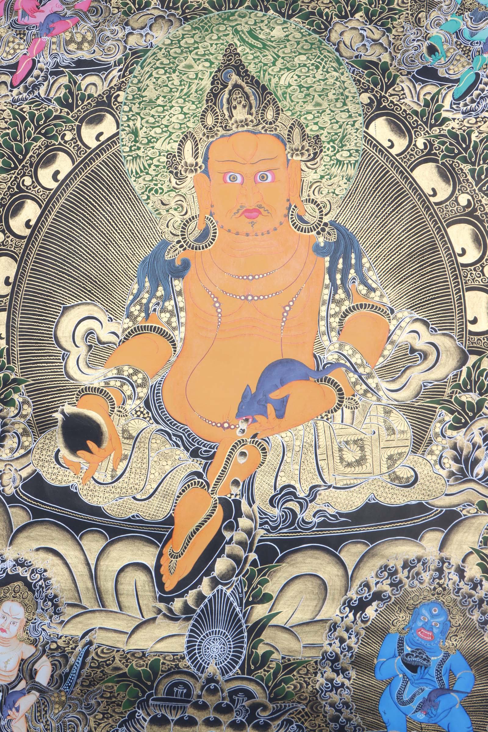 Pancha Zambala Thangka - Best handpainted thangka art - Lucky Thanka