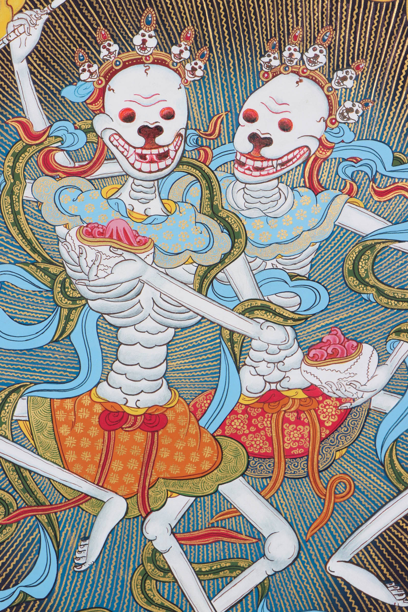 Skeleton Dance Thangka Painting - Handpainted Thangka art - Lucky Thanka