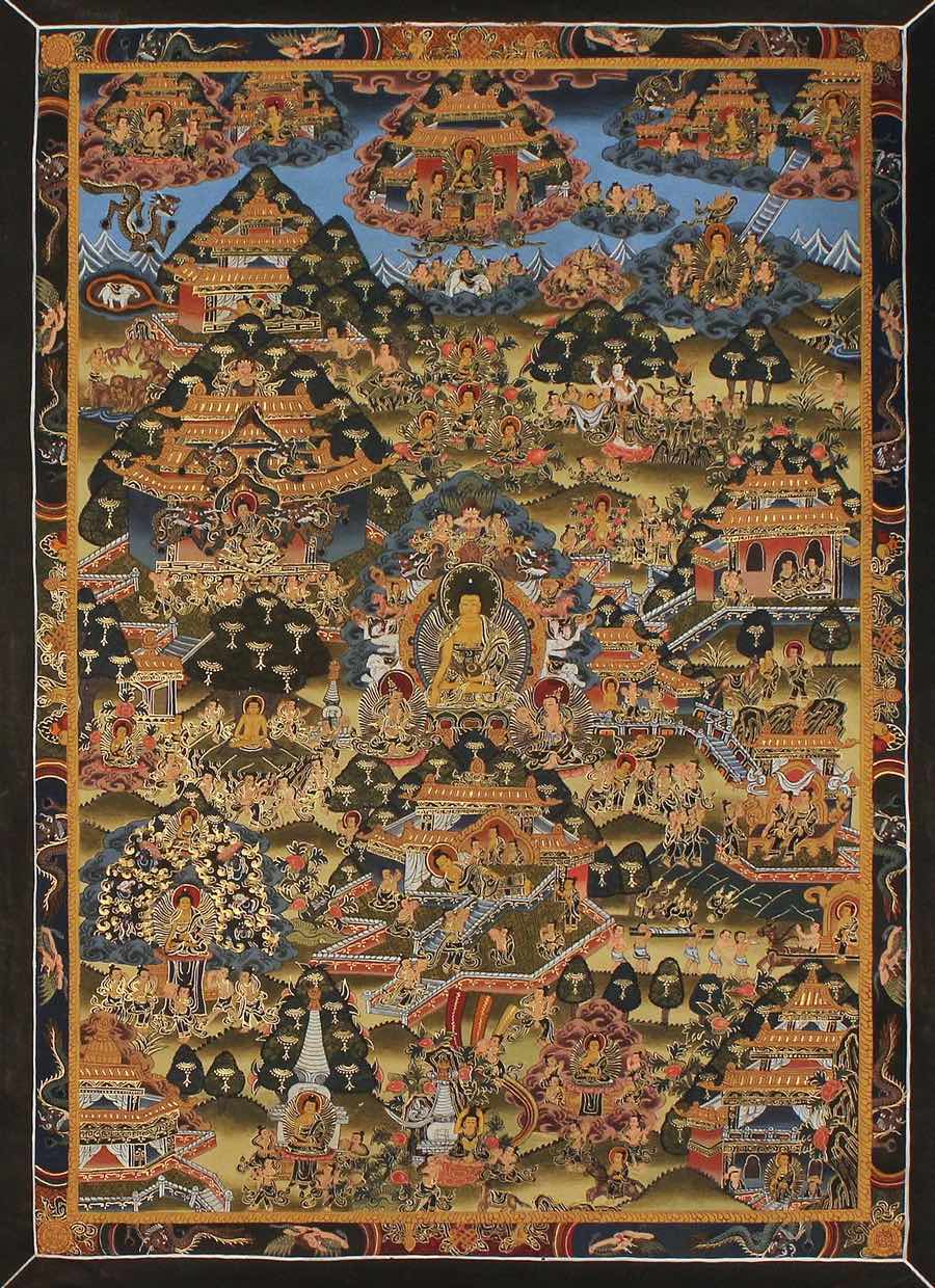 Thangka explaining Life of Buddha Story