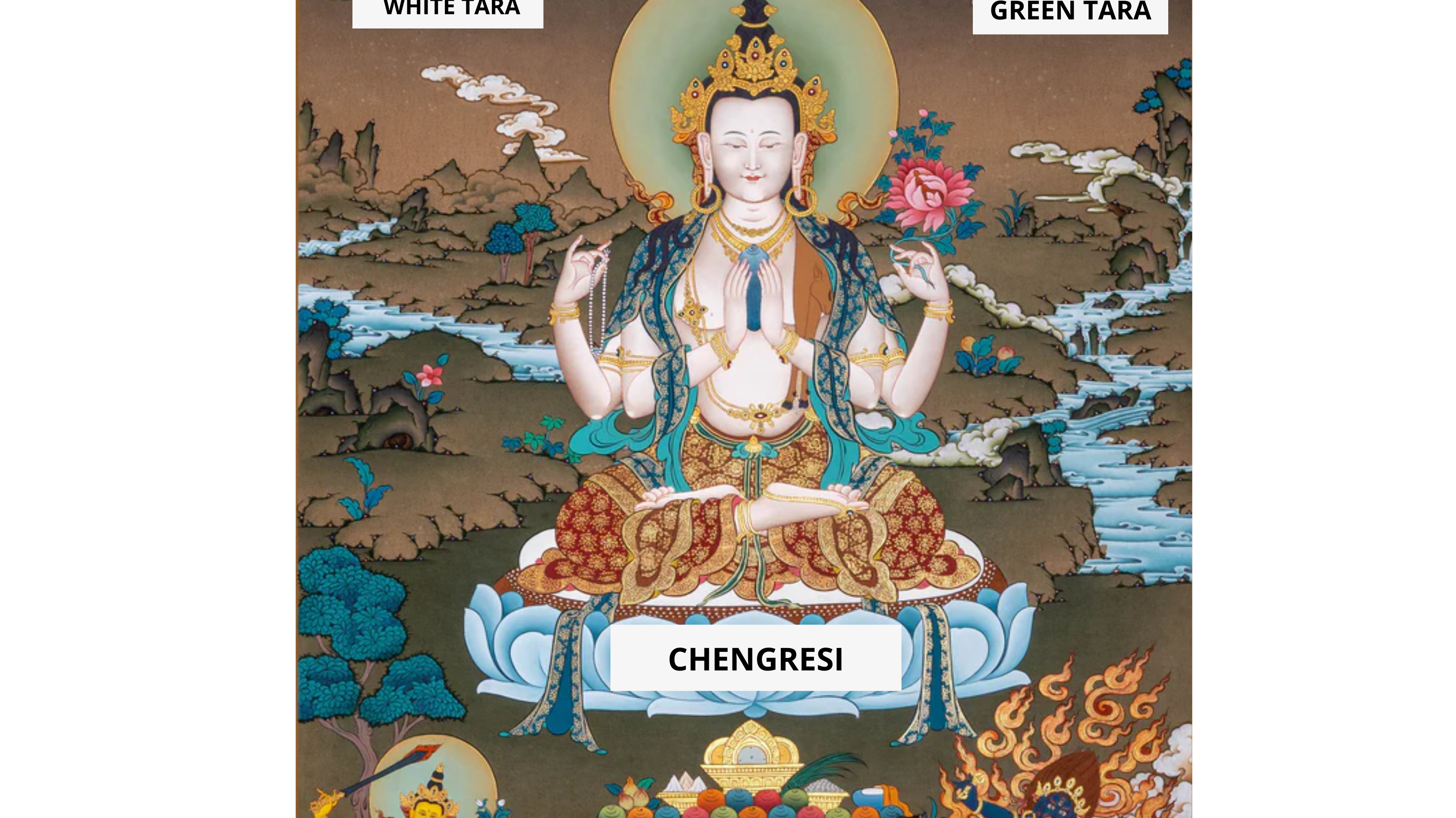 Chenrezig Thangka Painting with other Bodhisattva Diety