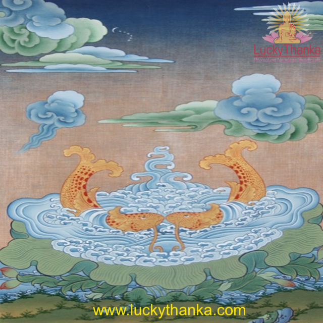 Pair of Golden Fish Thangka 